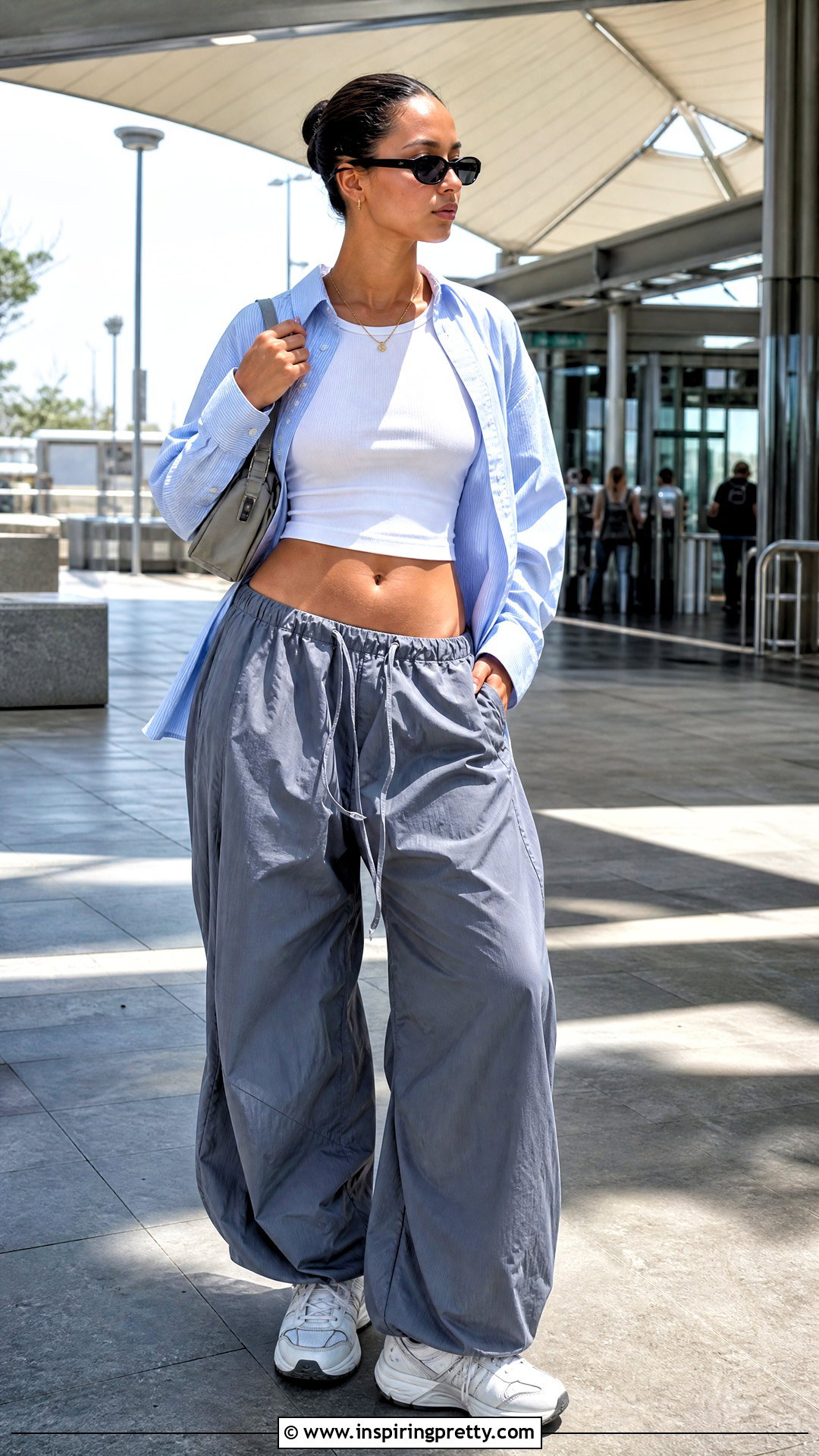 Cropped Tank And Parachute Pants Streetwear Outfit - 50 streetwear tops outfit ideas