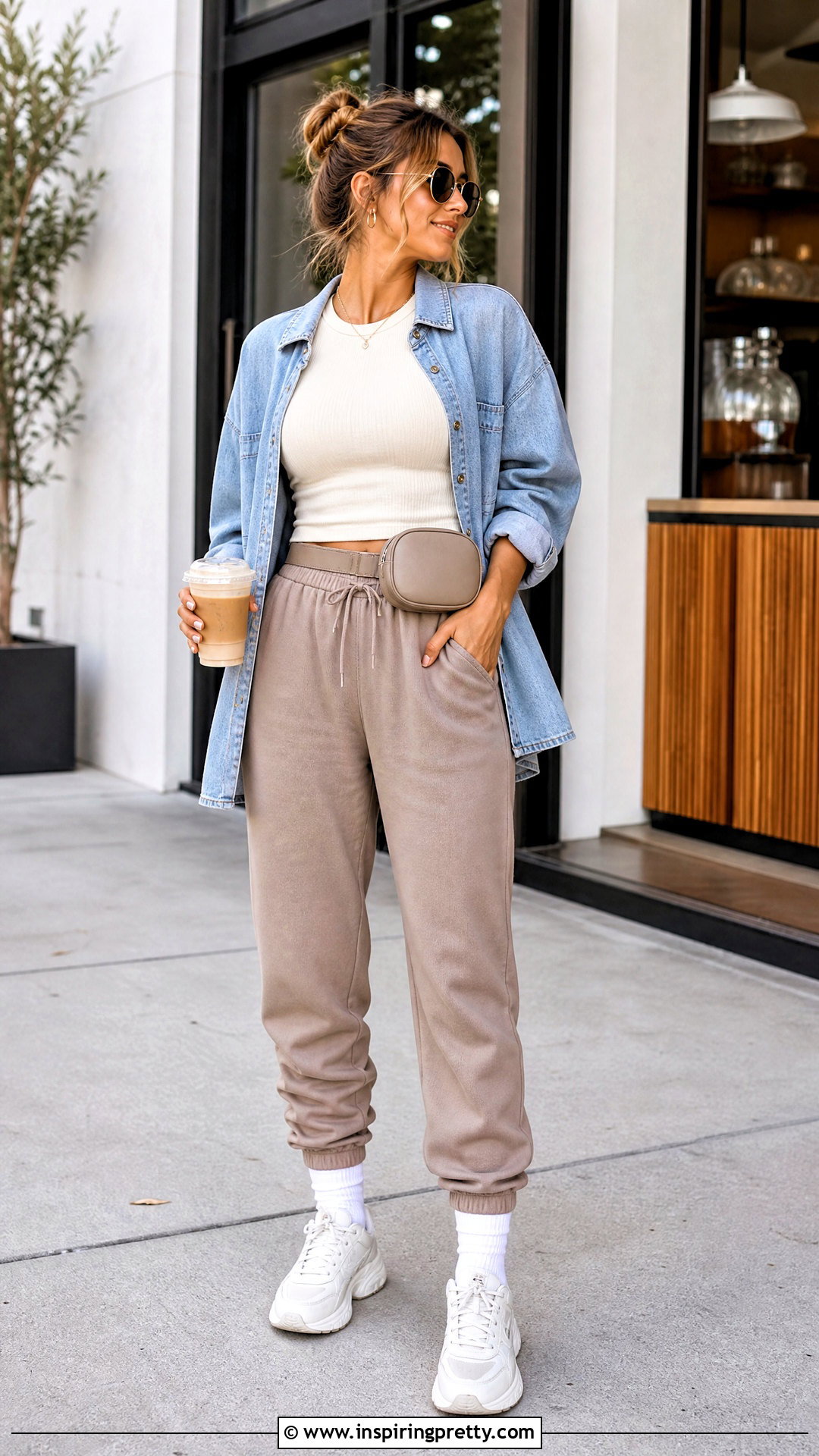 Cropped Tank Top And High Waisted Joggers Outfit - 20 Casual Outfit With Tank Top And Joggers