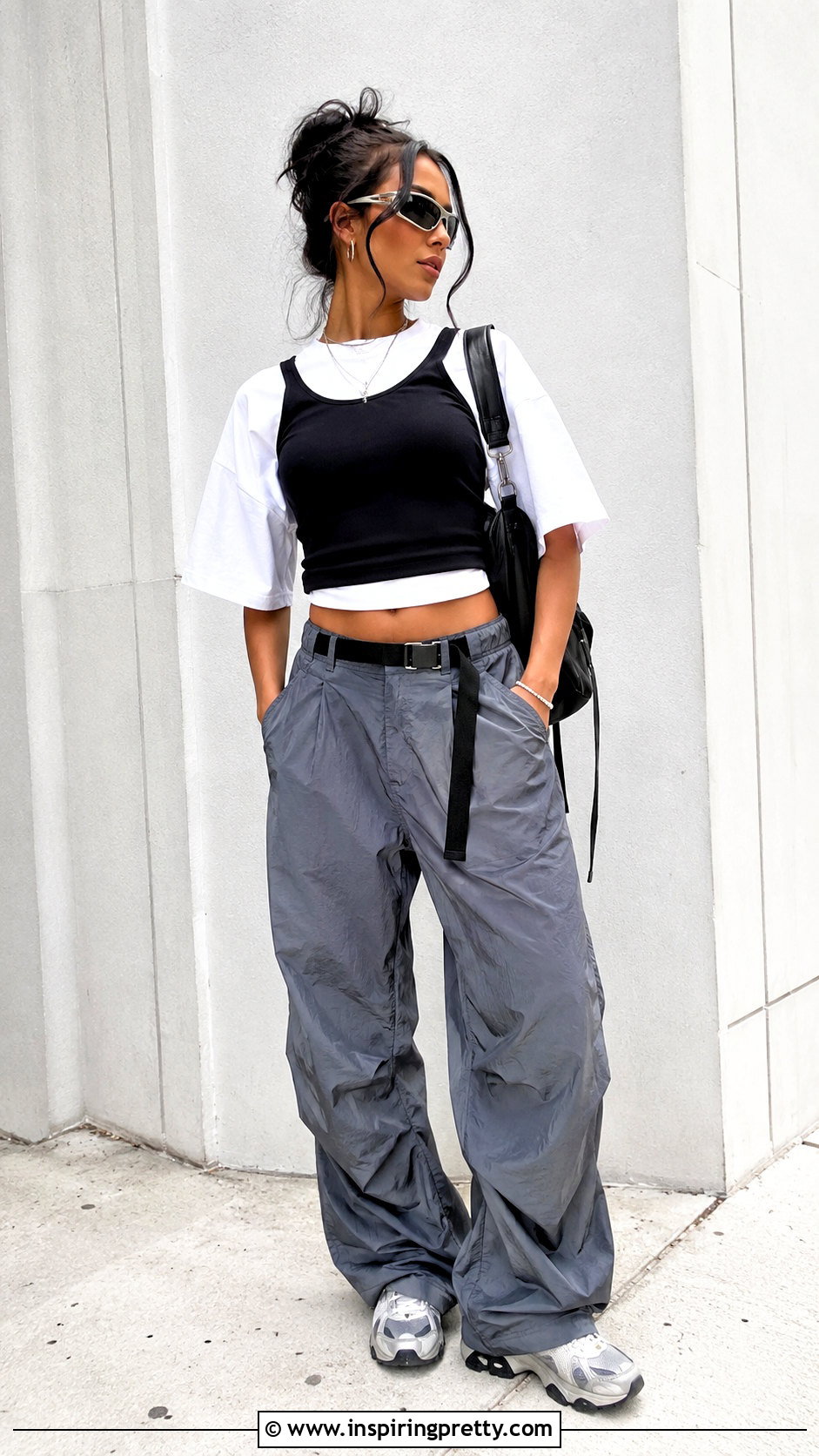 Cropped Tank Top Over Oversized Shirt s Outfit - 20 Tank Top Over Shirt 2000S