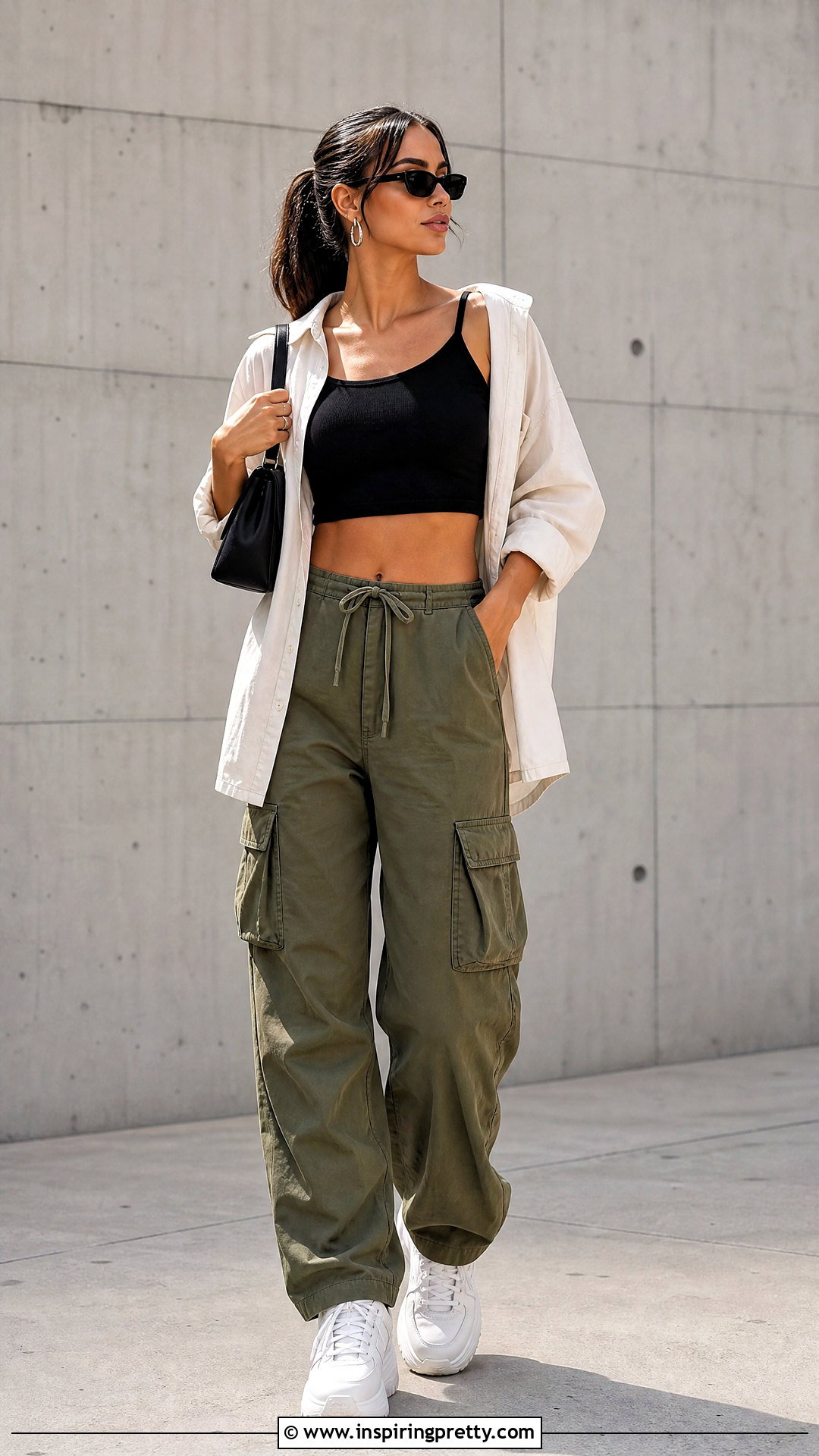 Cropped Tank Top With Cargo Pants - 50 tank top fits
