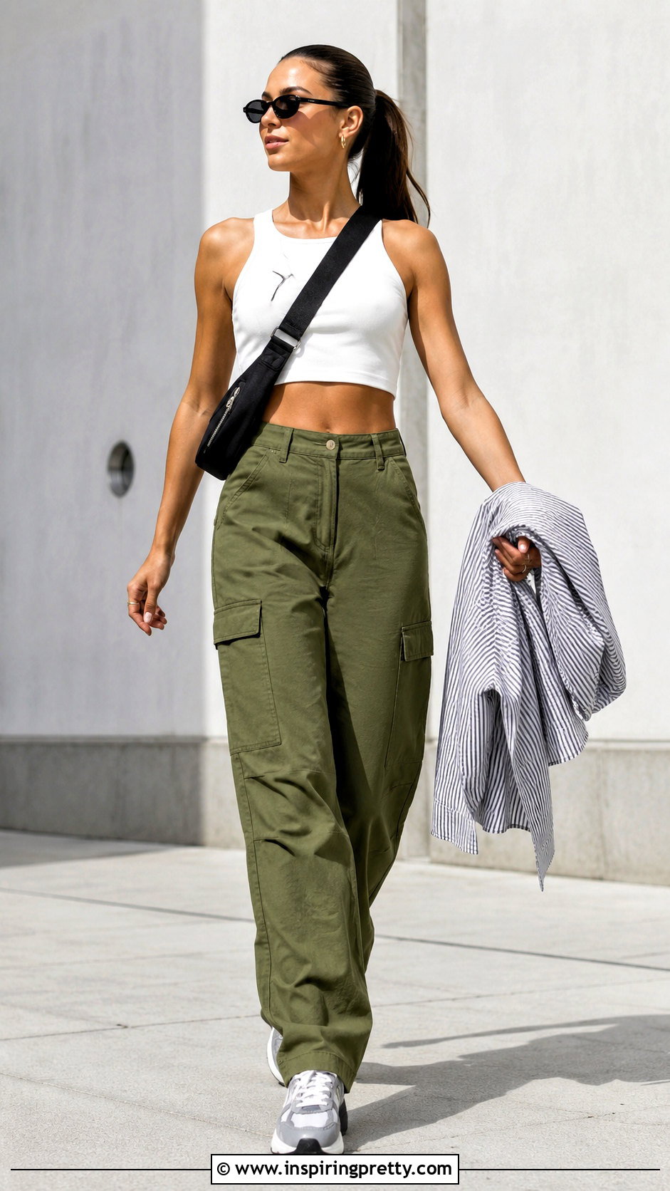 Cropped Tank Top With Cargo Pants - 50 tank top styling ideas