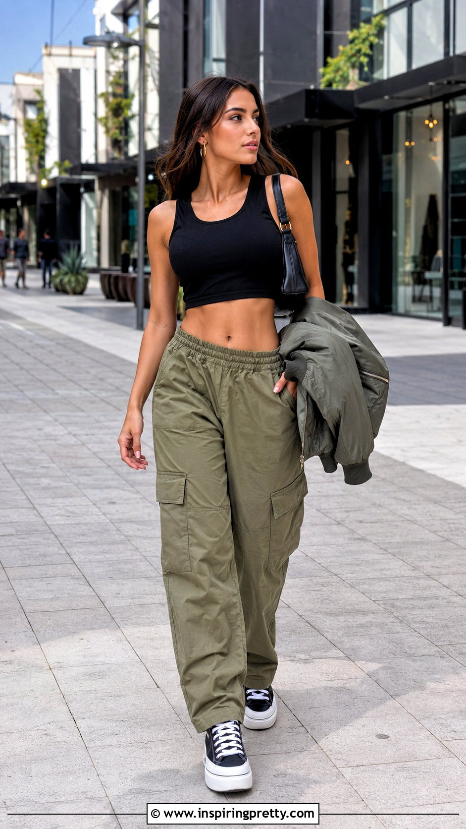 Cropped Tank Top With Cargo Pants - 50 tank tops outfits