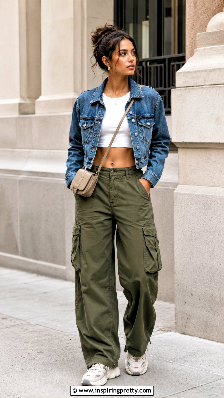 Cropped Tank Top With Cargo Pants - 25 Cropping A Tank Top outfit ideas