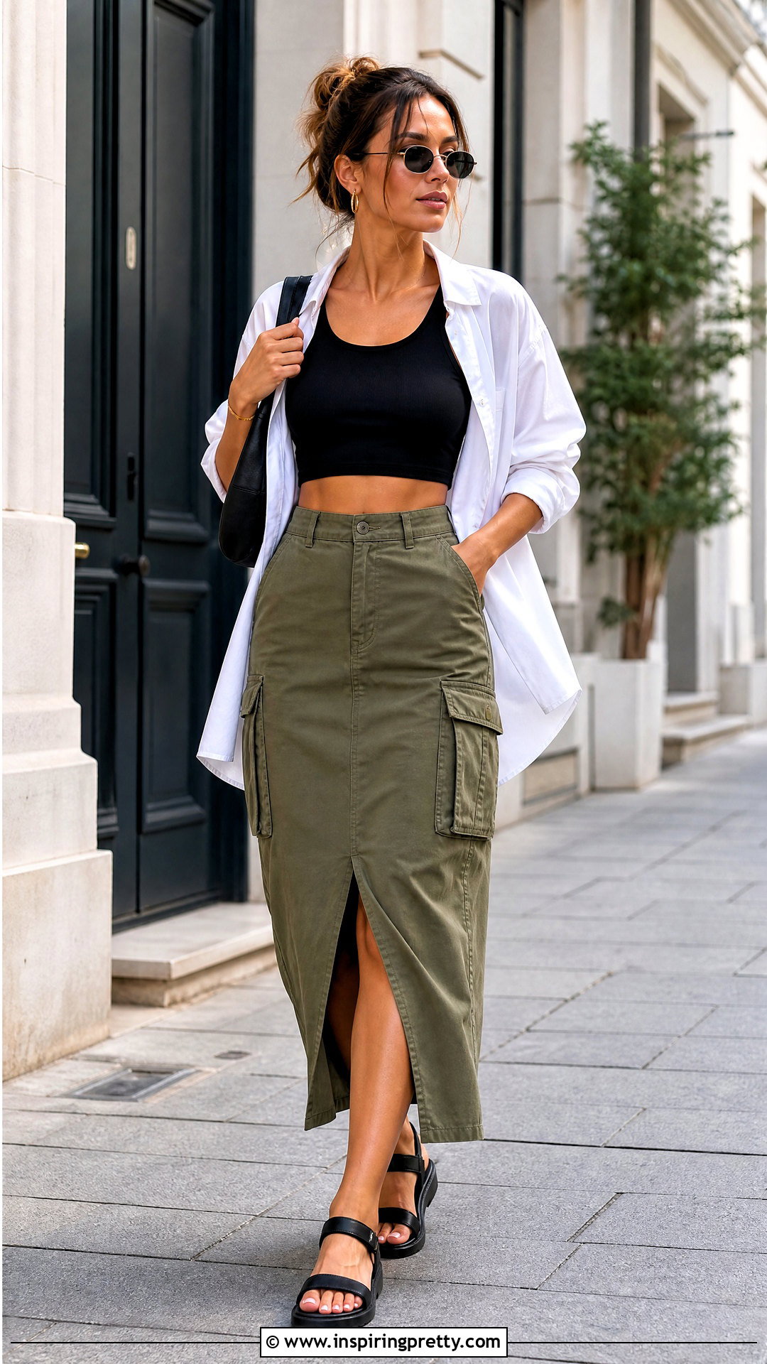Cropped Tank Top With Cargo Skirt - 50 crop top designs