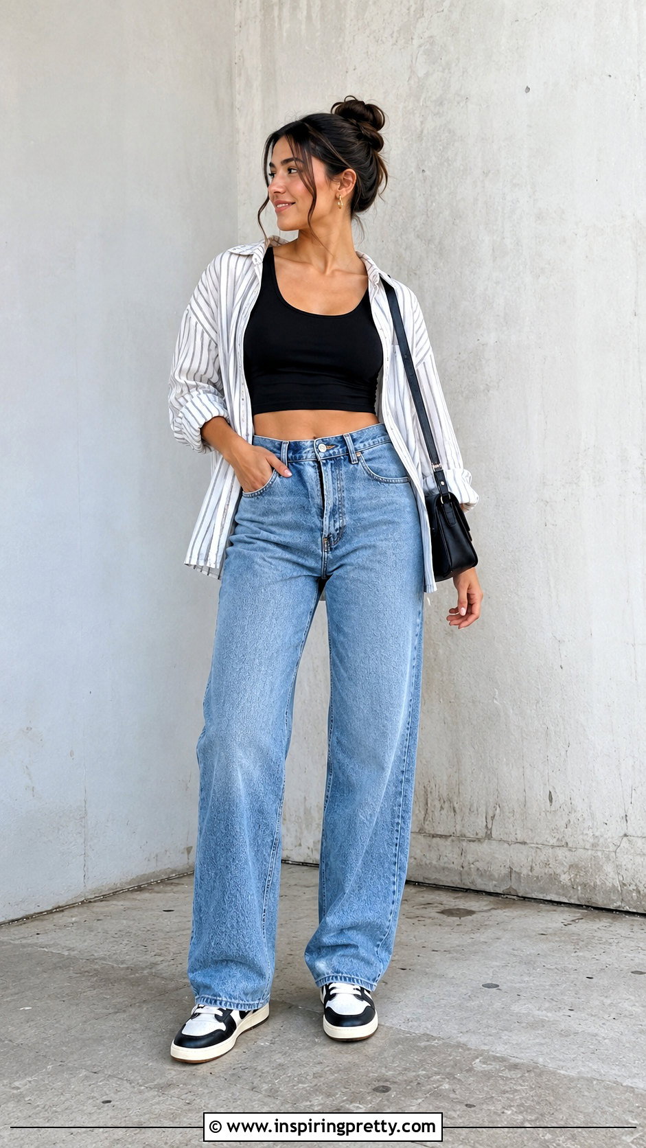 Cropped Tank Top With High Waisted Jeans - 50 tank tops women