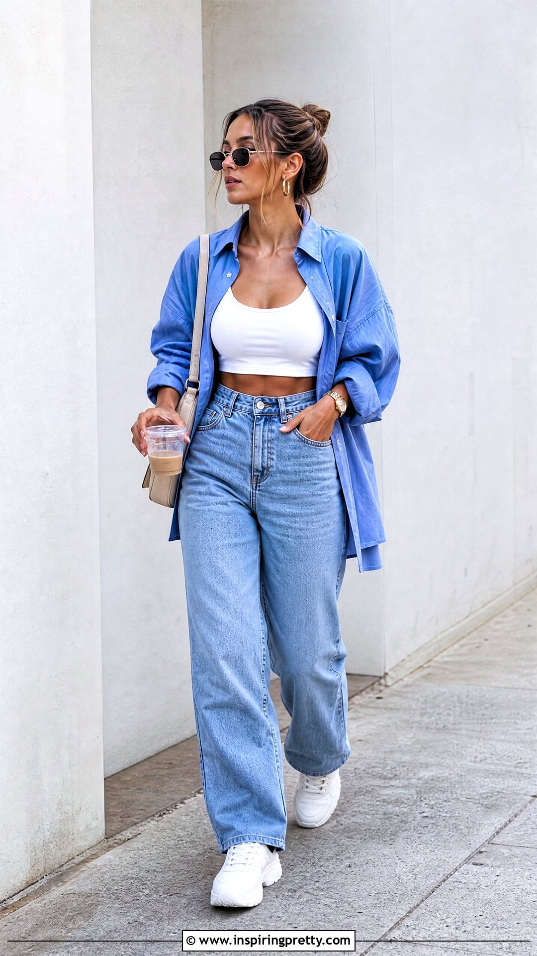 Cropped Tank Top With High Waisted Jeans - how to style a tank top (50 ways)