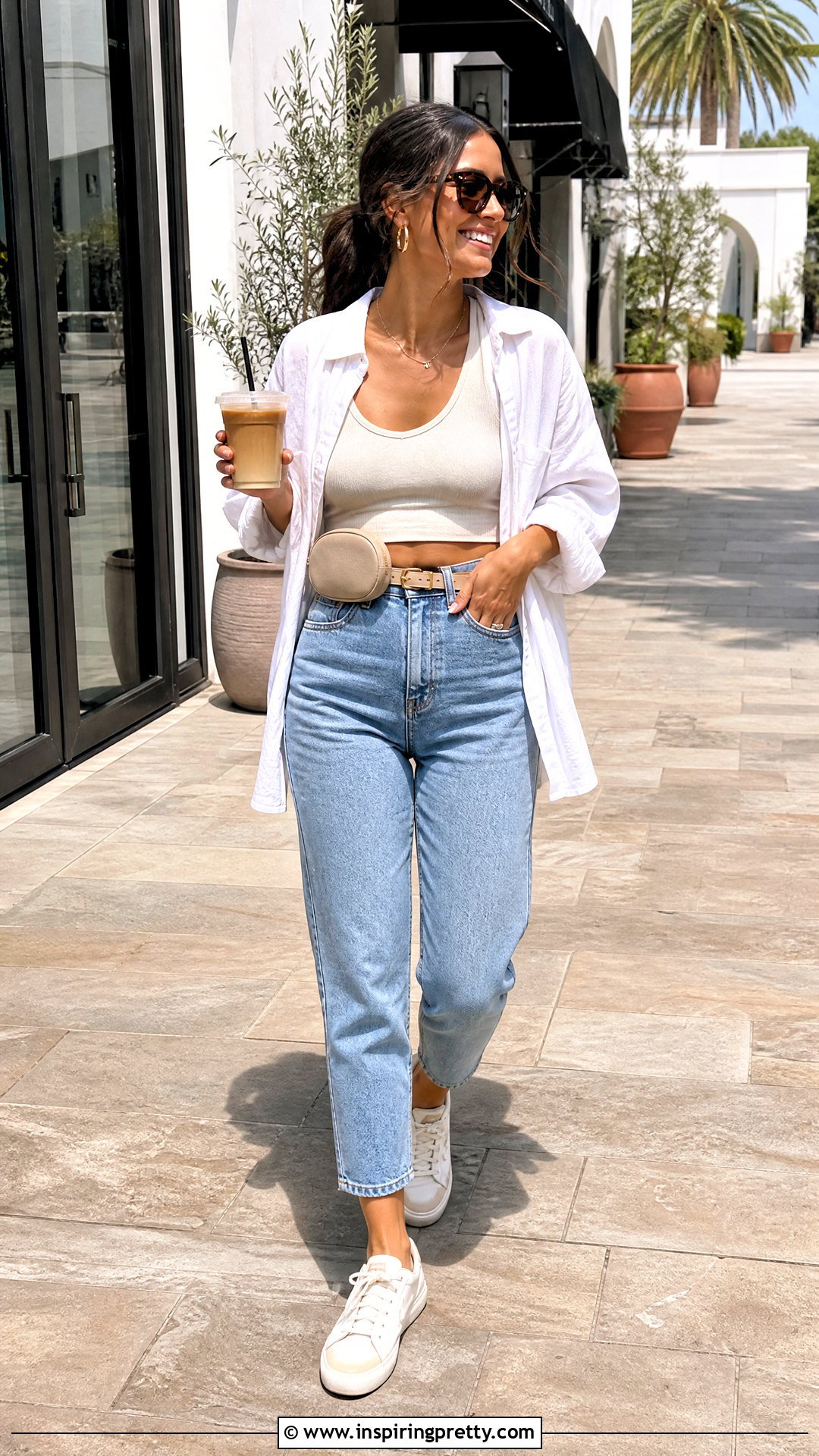 Cropped Tank Top With High Waisted Jeans - how to wear a tank top with jeans (20 ways)