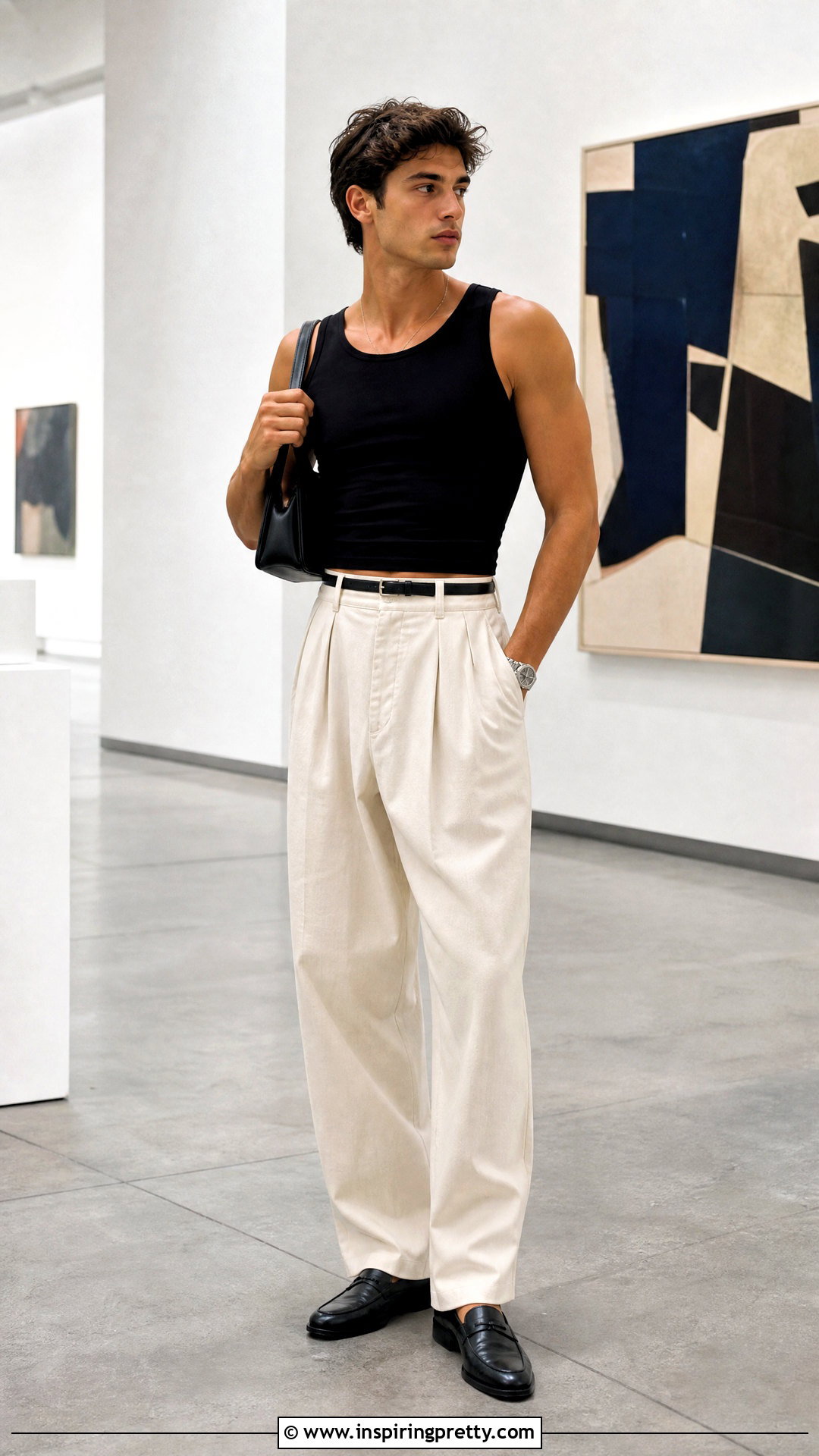 Cropped Tank Top With High Waisted Trousers - 50 tank tops for men