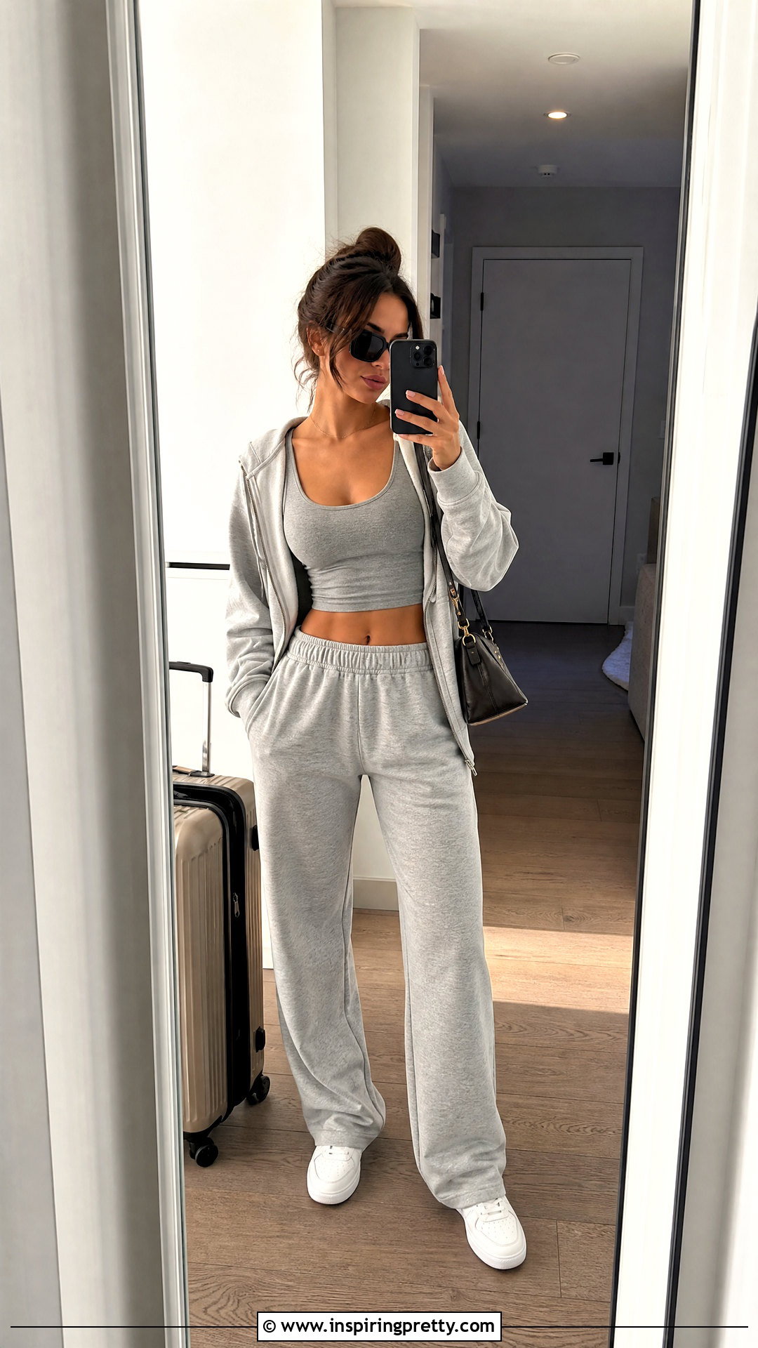 Cropped Tank Top With Sweatpants - 50 selfie tank top outfit ideas