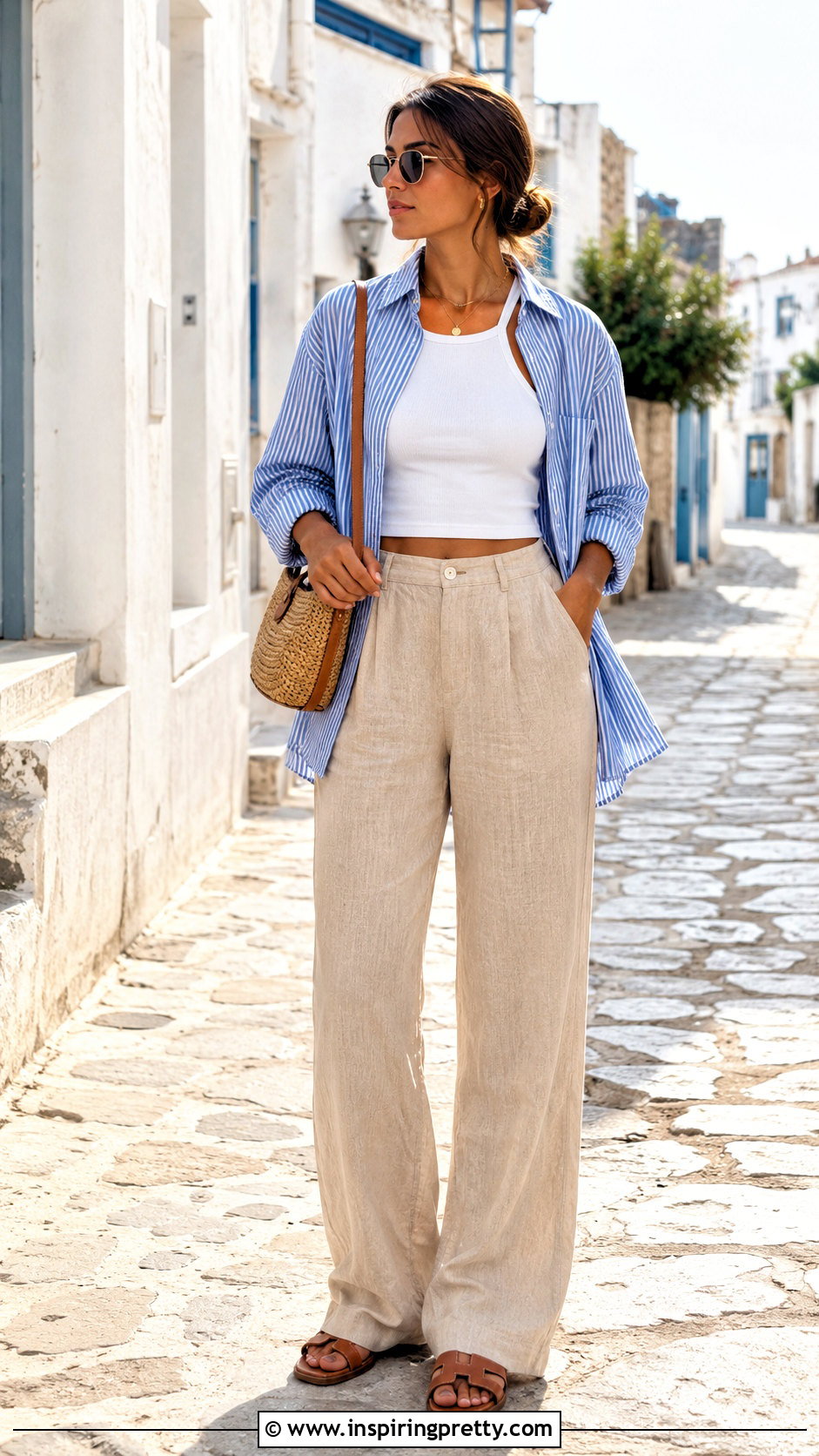Cropped Tank Top With an Open Button Down Shirt - 25 Cropping A Tank Top outfit ideas