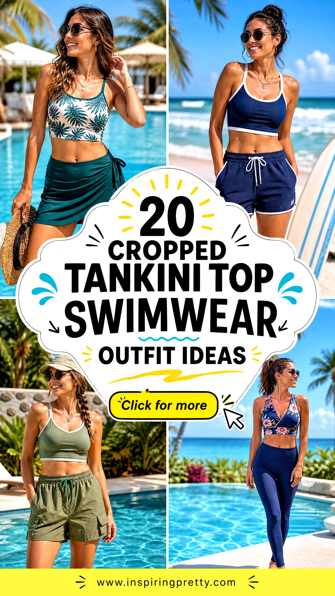 20 Cropped Tankini Top Swimwear Outfit Ideas for Summer - 20 Cropped Tankini Top Swimwear Outfit Ideas for Summer