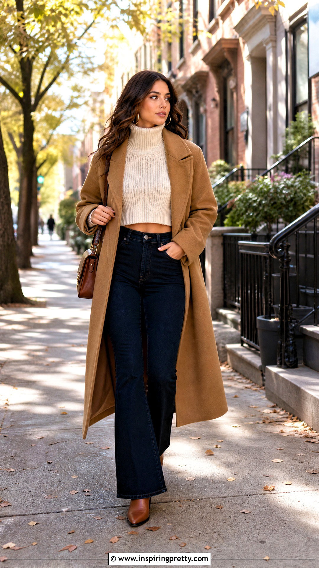 Cropped Turtleneck And High Waisted Jeans Outfit - 50 crop top for women outfit ideas