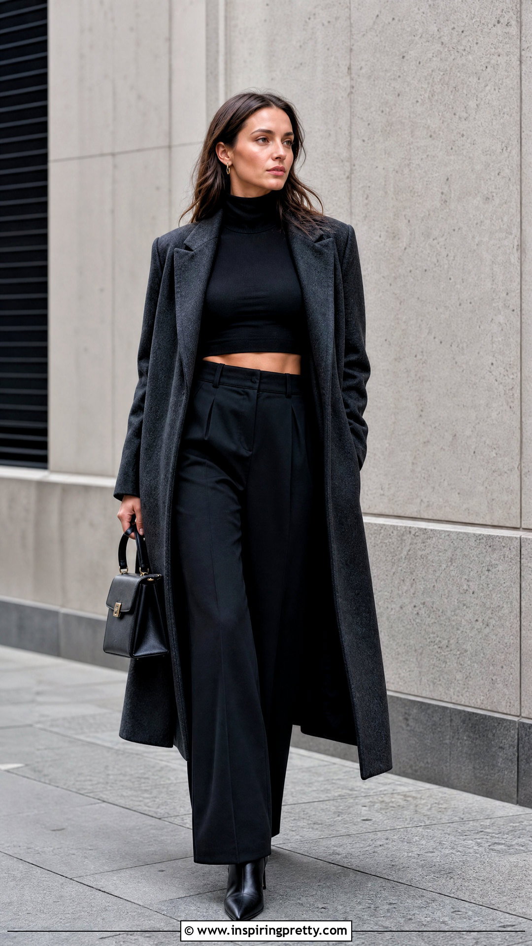 Cropped Turtleneck With Wide Leg Pants - 50 crop top designs