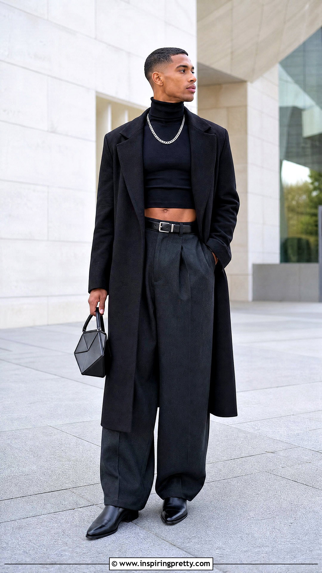 Cropped Turtleneck With Wide Leg Trousers - 50 male crop top outfits