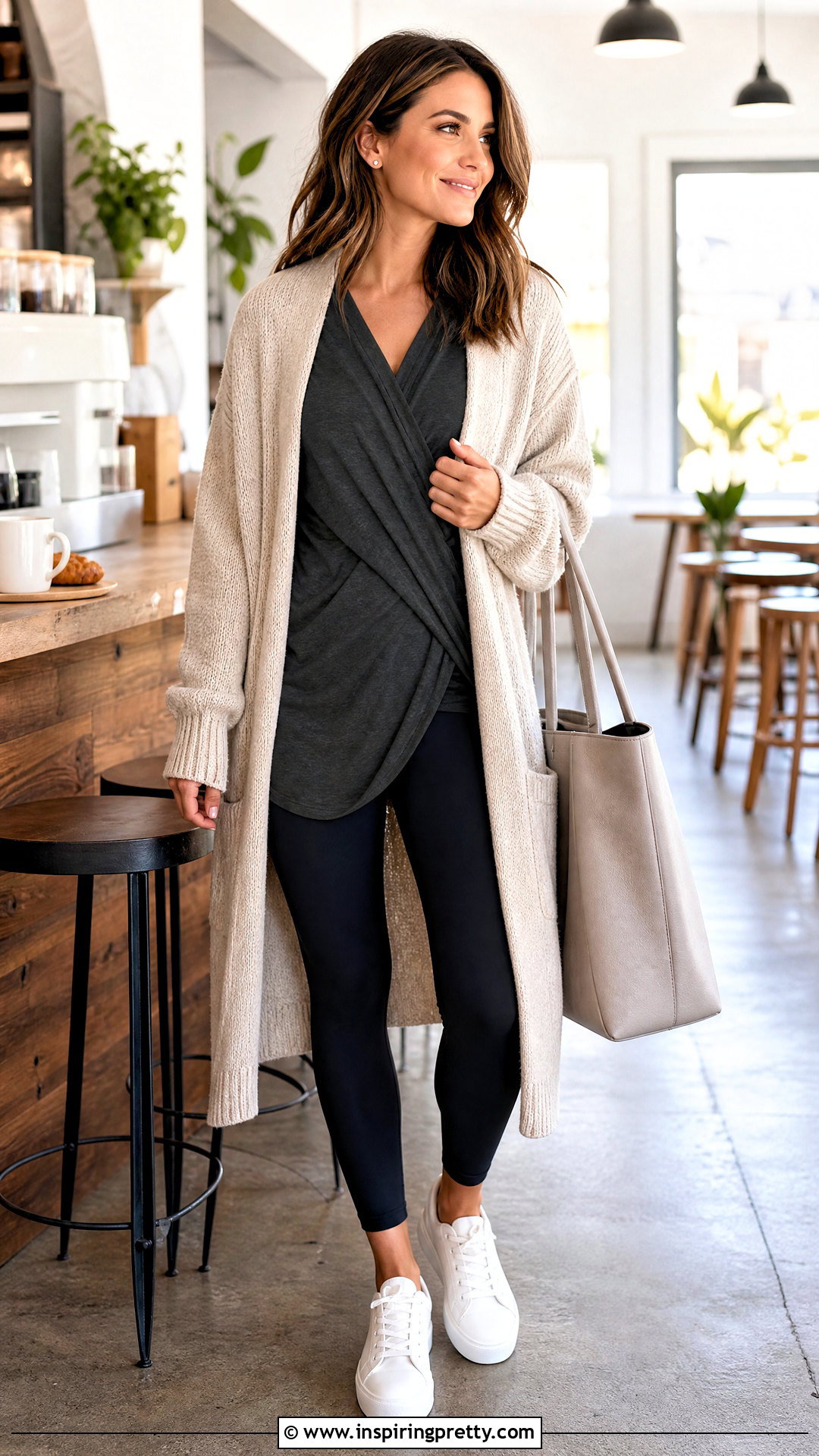 Cross Top With Cardigan And Leggings - 50 cross top outfit ideas
