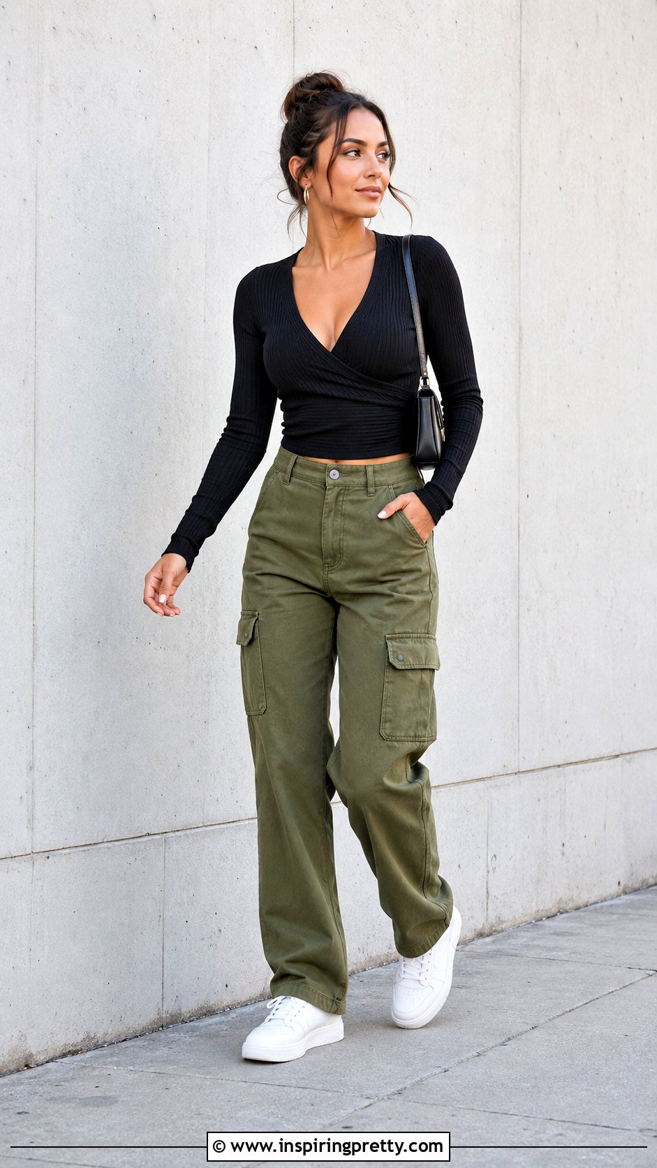Crossover Wrap Top With Cargo Pants - 25 Crossover Wrap Top outfit ideas