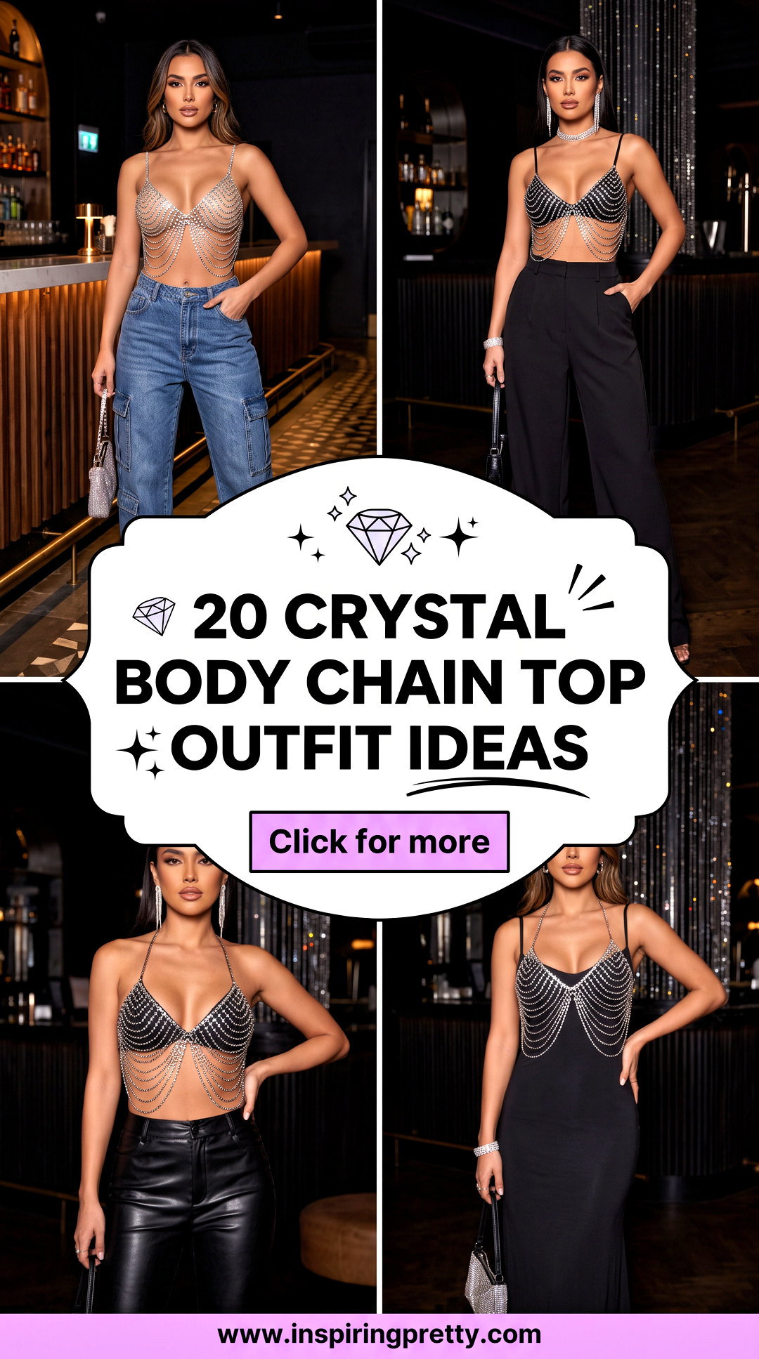 20 Crystal Body Chain Top Outfit Ideas for Bold Glam Nights - 20 Crystal Body Chain Top Outfit Ideas for Bold Glam Nights