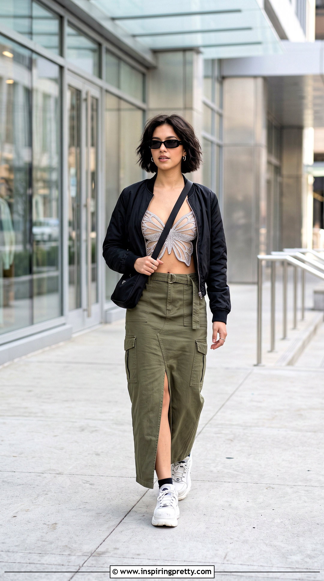 Crystal Butterfly Top With Cargo Maxi Skirt - 25 Crystal Butterfly Top outfit ideas