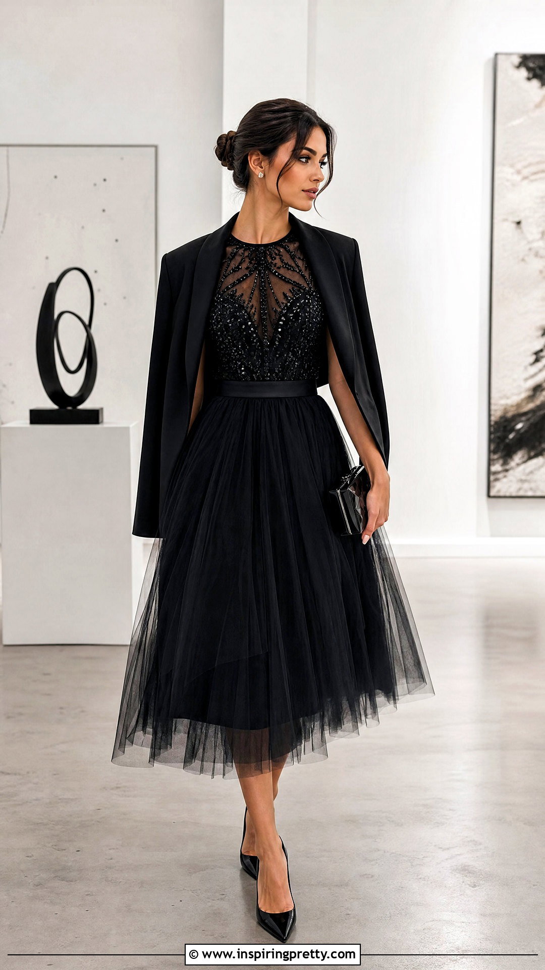 Crystal Top With Tulle Midi Skirt - 50 crystal top outfit ideas