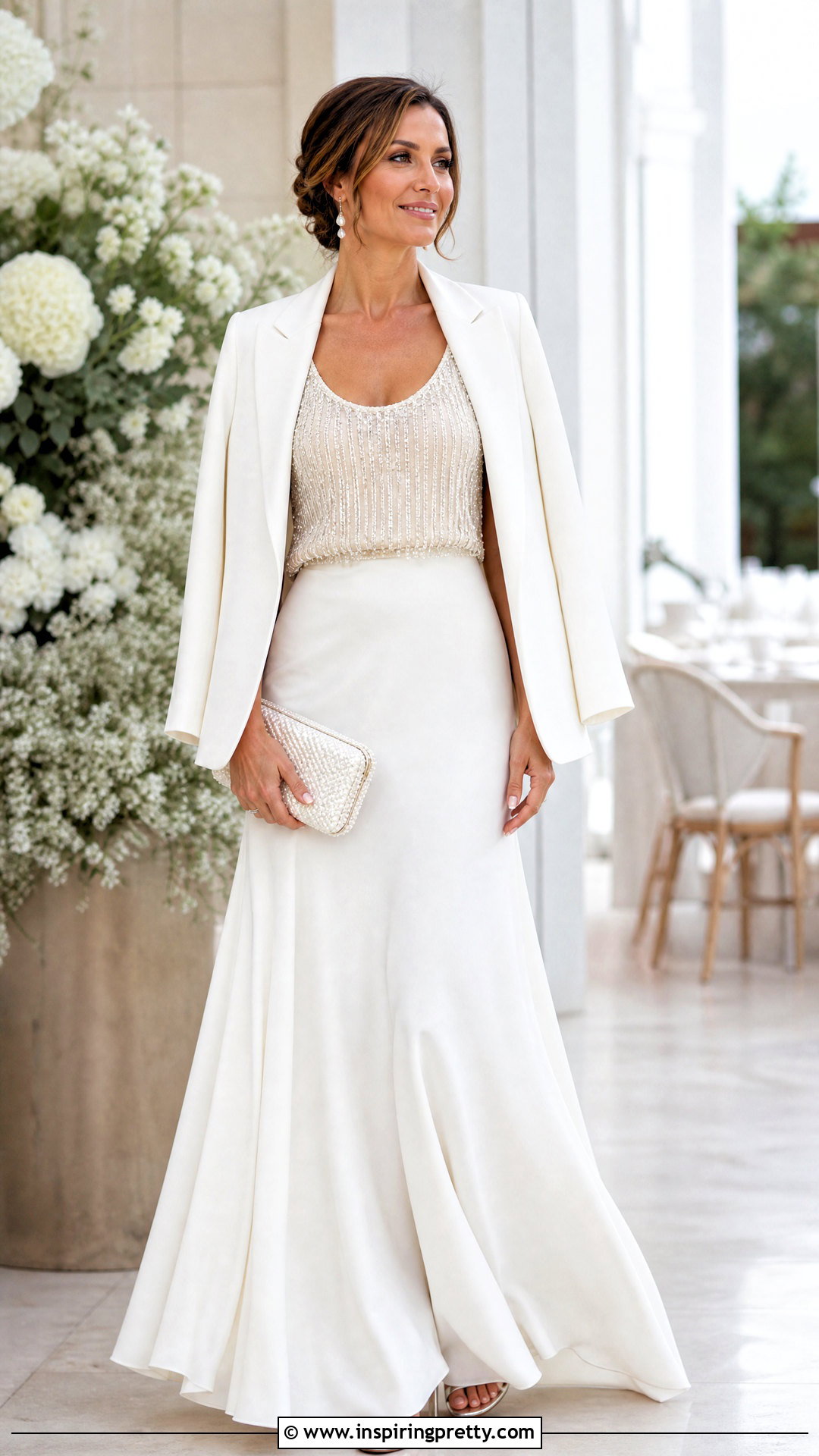 Crystal Top With White Maxi Skirt - 50 crystal top outfit ideas