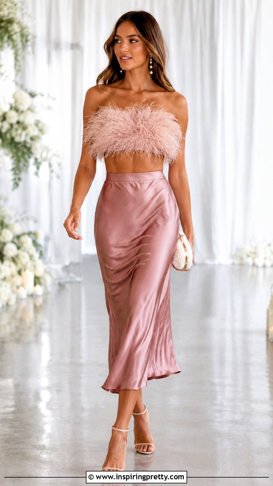 Cult Gaia Feather Top With Satin Midi Skirt - 20 cult gaia feather top outfit ideas