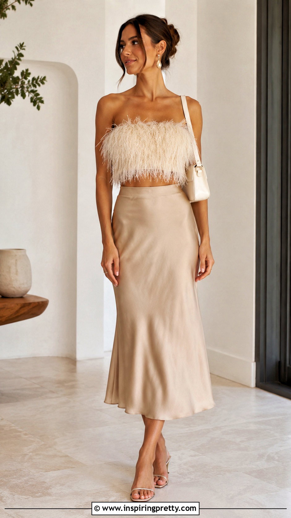 Cult Gaia Feather Top With Slip Skirt - 20 cult gaia feather top outfit ideas