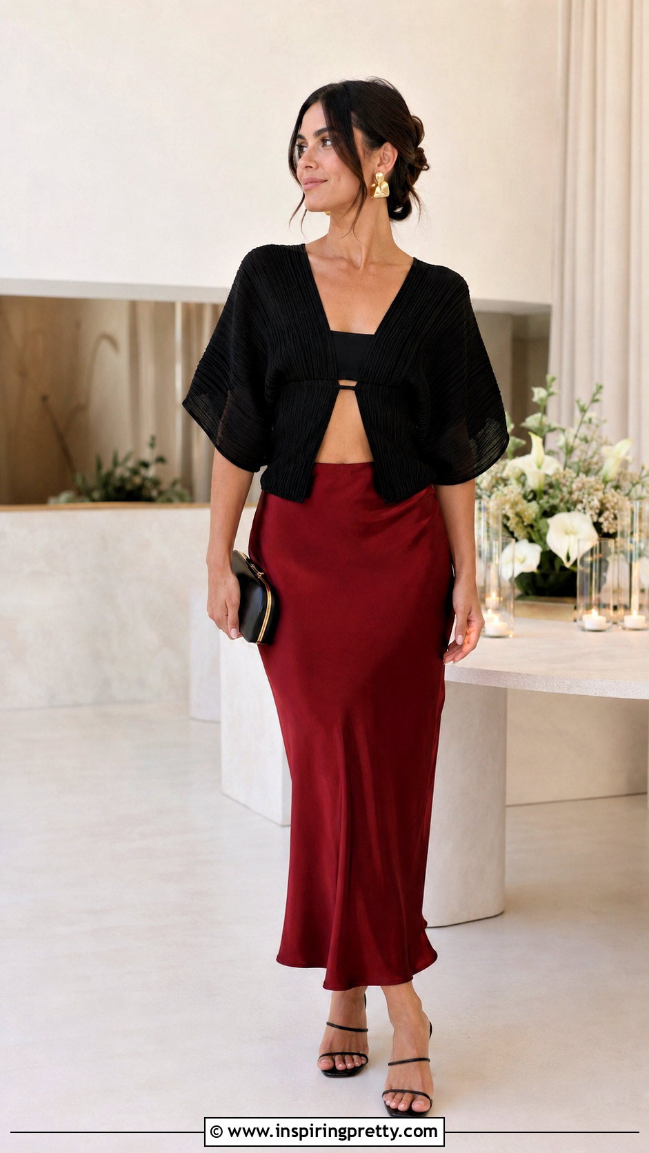 Cult Gaia Taraji Top With Red Satin Midi Skirt - 25 cult gaia taraji top outfit ideas