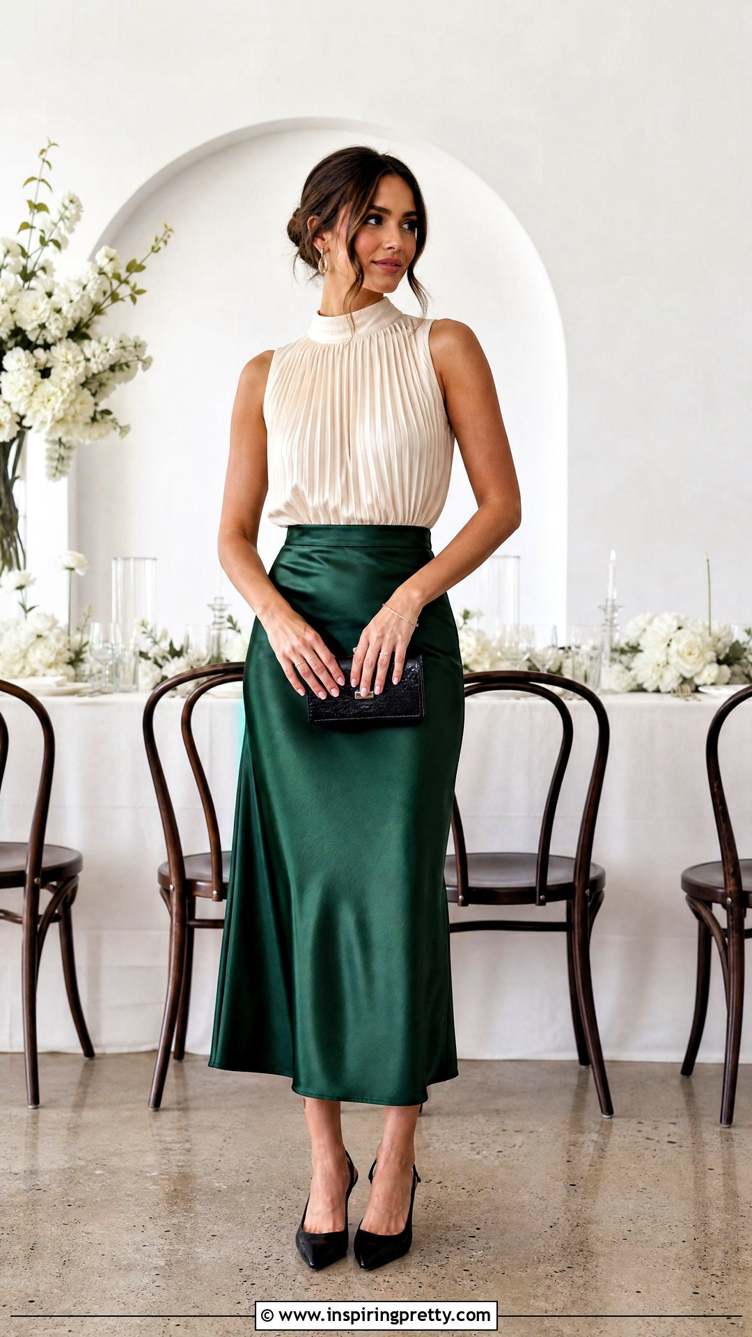 Cupio Dressy Top With Satin Midi Skirt - 20 cupio tops outfit ideas