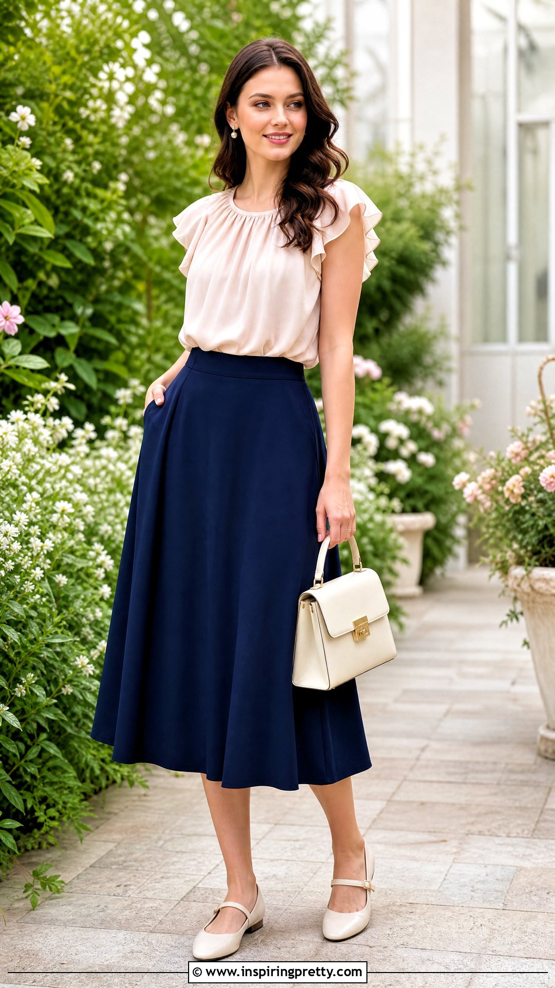 Cupio Ruffle Top With A Line Skirt - 20 cupio tops outfit ideas