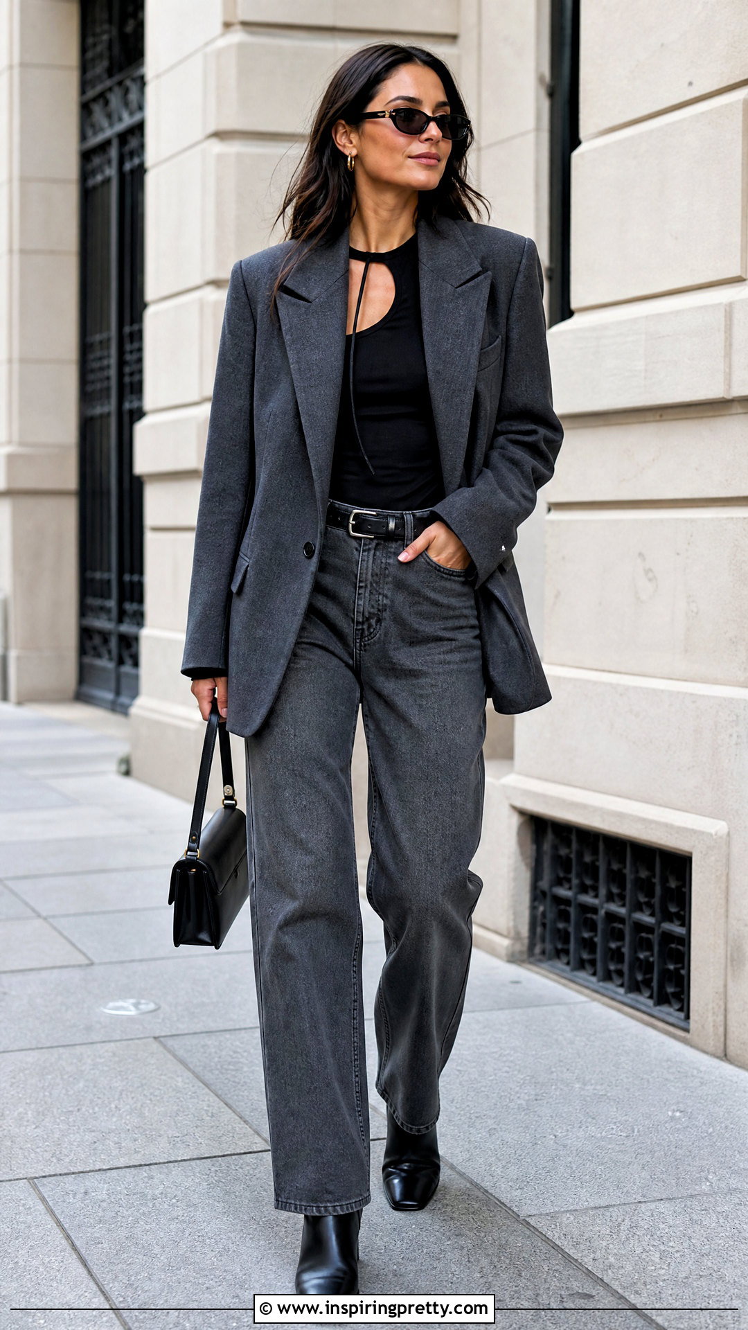 Cupless Top With Oversized Blazer And Jeans - 25 Cupless Top outfit ideas