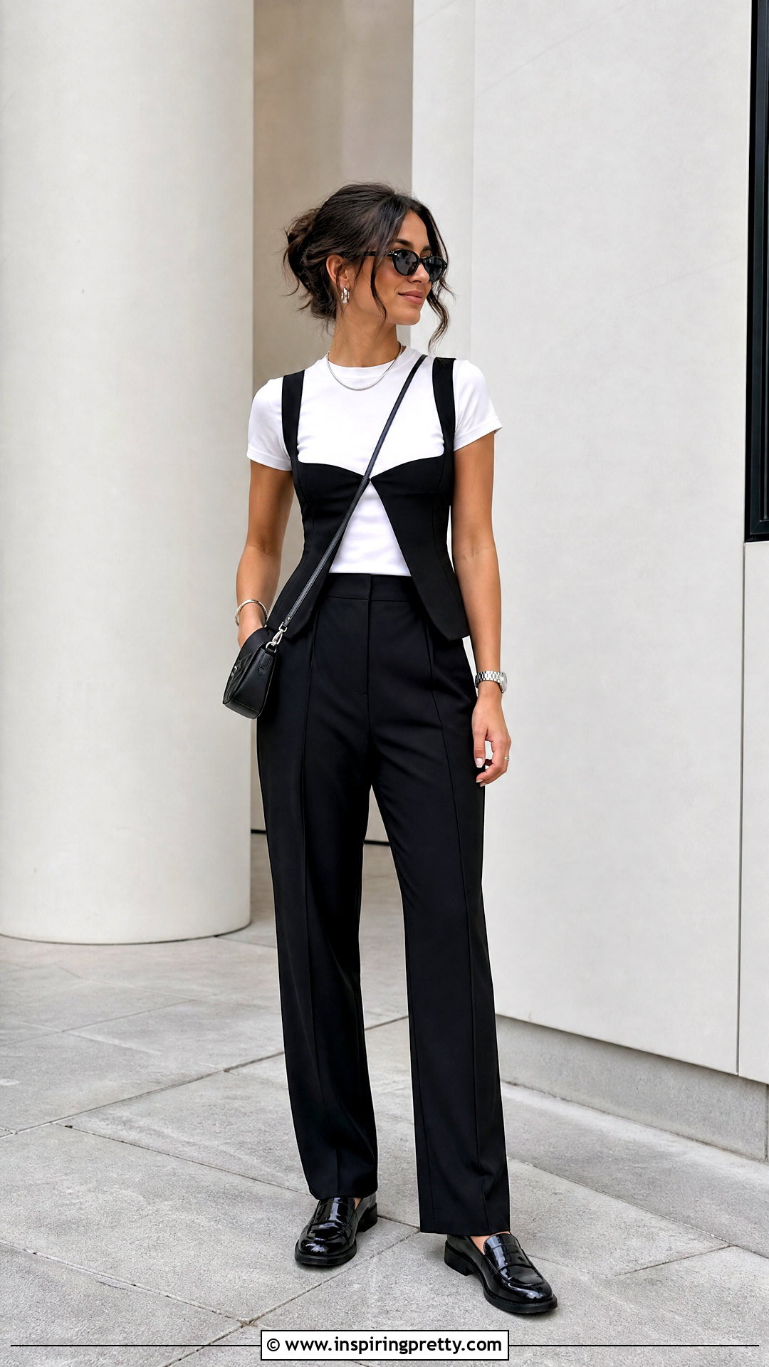 Cupless Top With White T Shirt And Black Pants - 25 Cupless Top outfit ideas