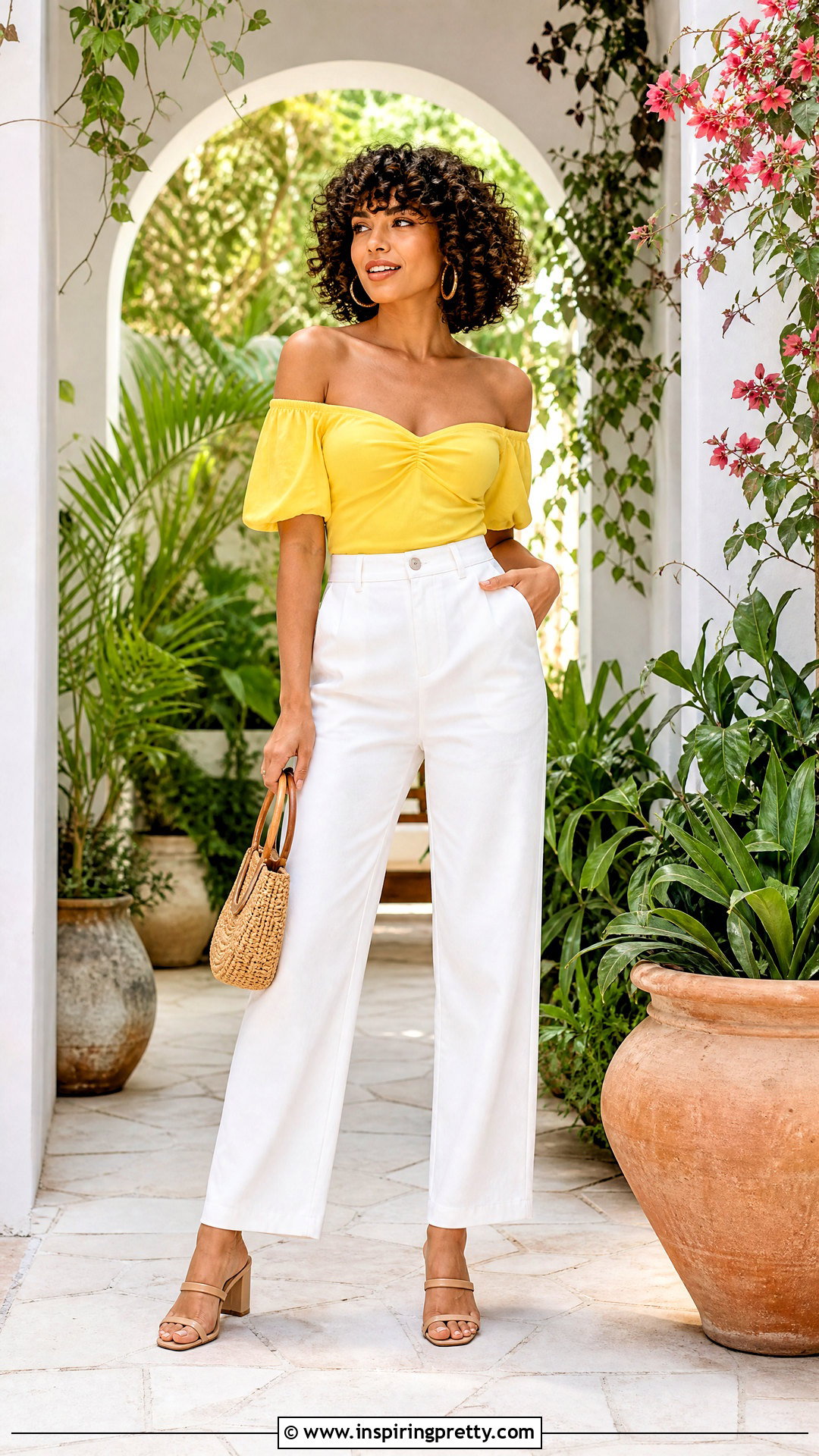 Curly Bob With Off Shoulder Top - 50 off shoulder top hairstyle ideas