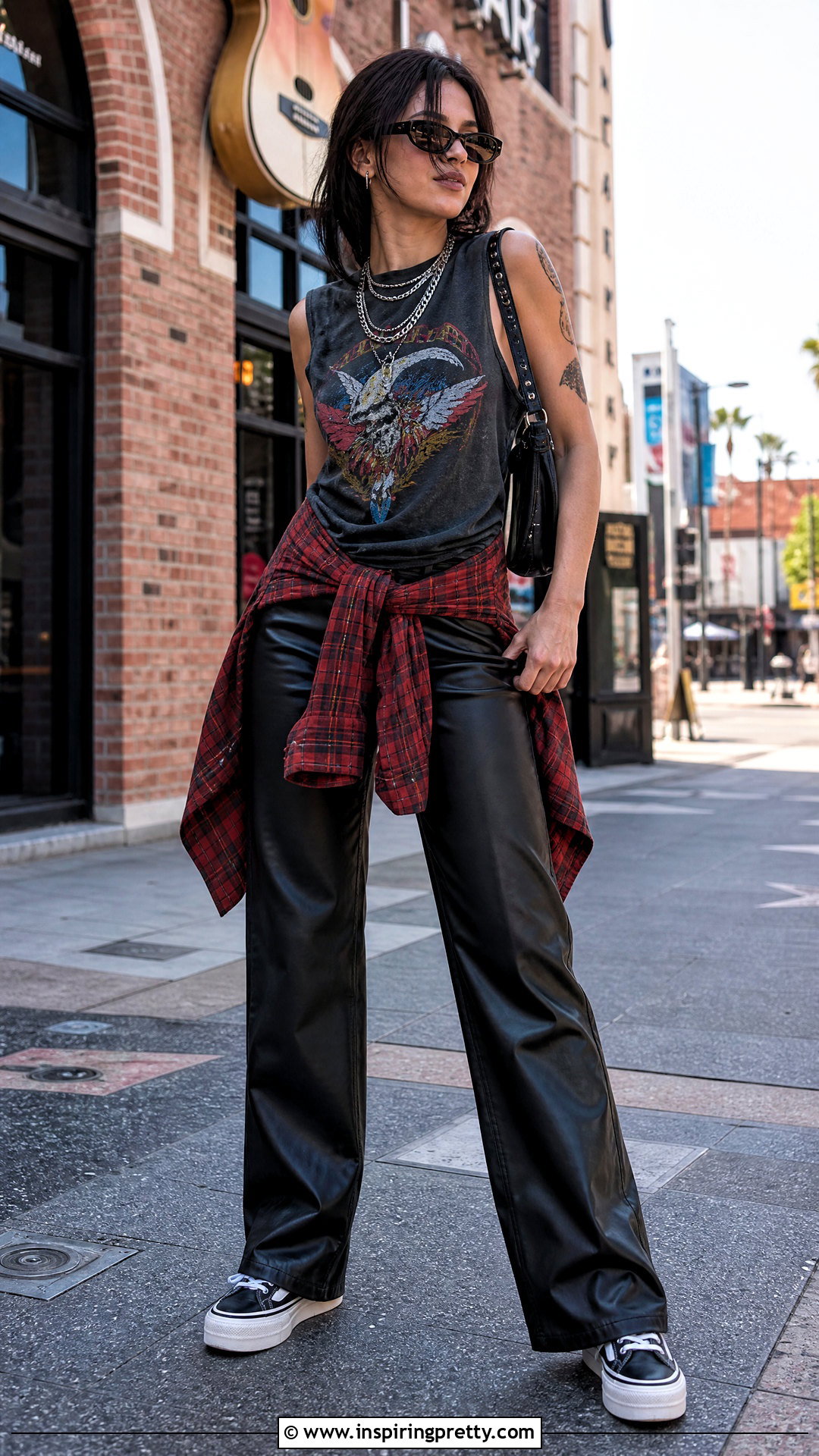 Custom Band Tank Top With Faux Leather Pants - 20 custom graphic tank top ideas