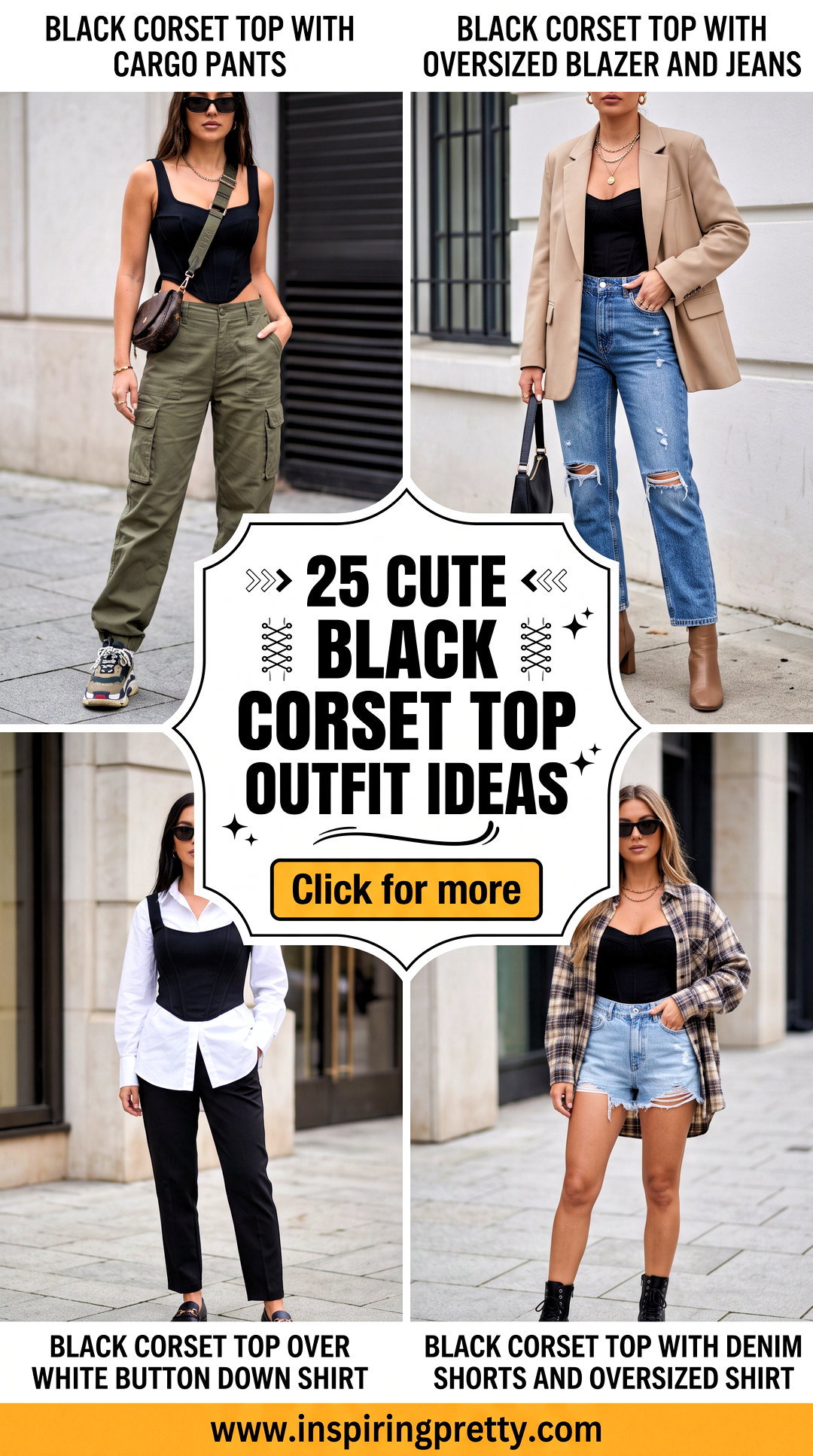25 Cute Black Corset Top Outfit Ideas for Confident Nights - 25 Cute Black Corset Top Outfit Ideas for Confident Nights