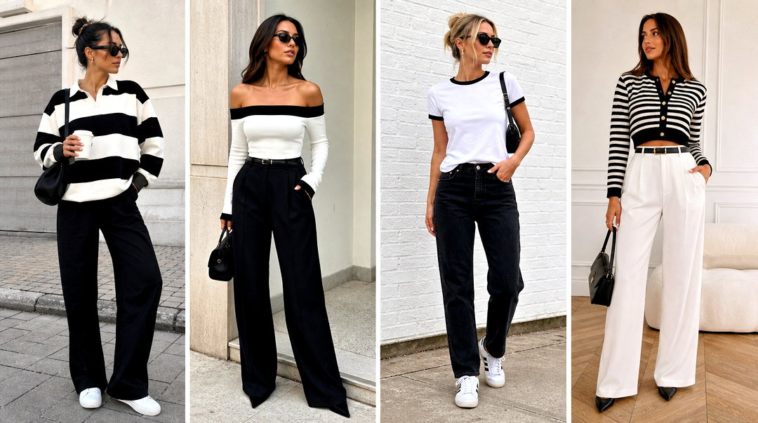 25 Cute Black and White Tops Outfit Ideas for Chic Days