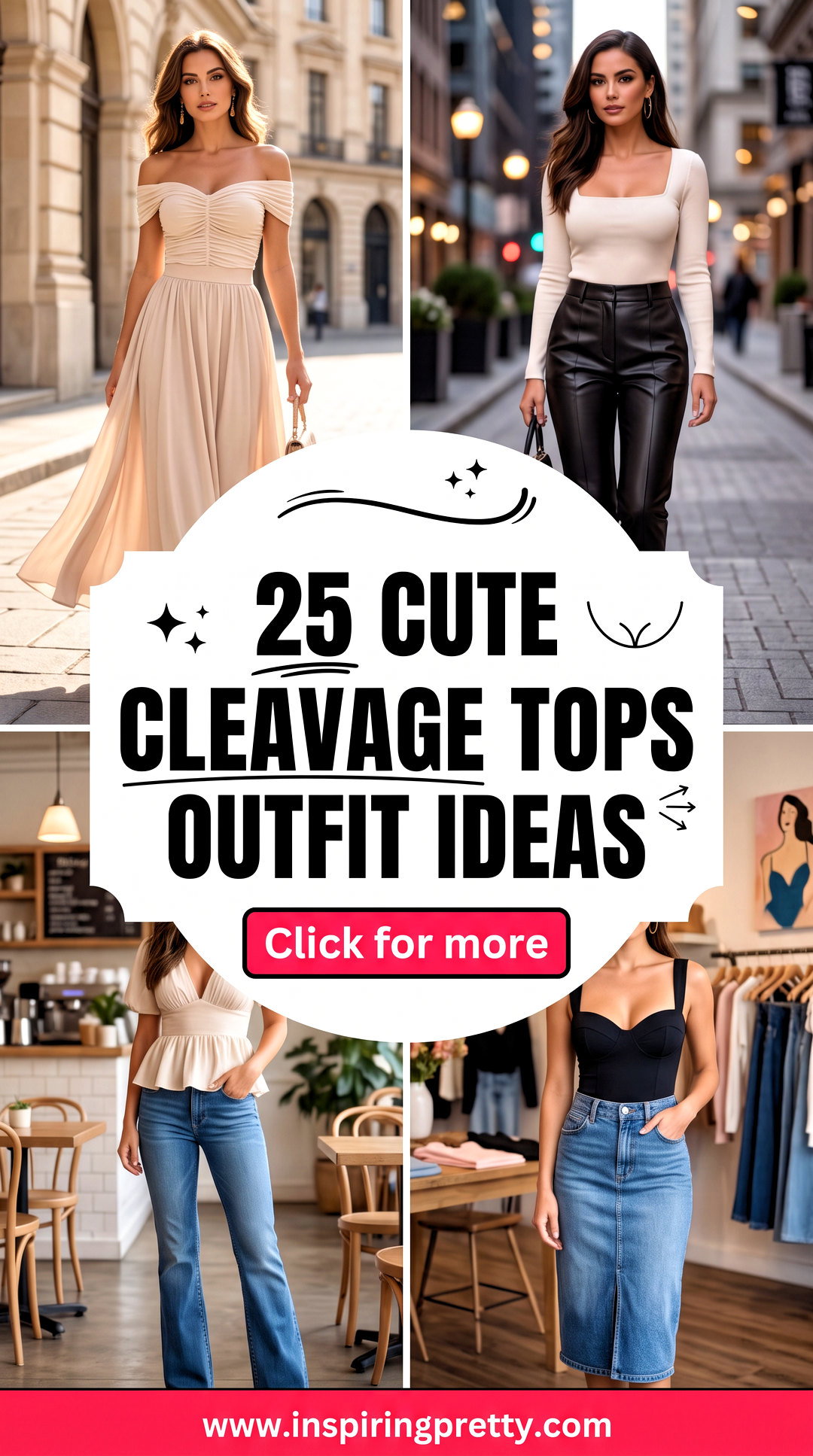 25 Cute Cleavage Tops Outfit Ideas for Flattering Style - 25 Cute Cleavage Tops Outfit Ideas for Flattering Style