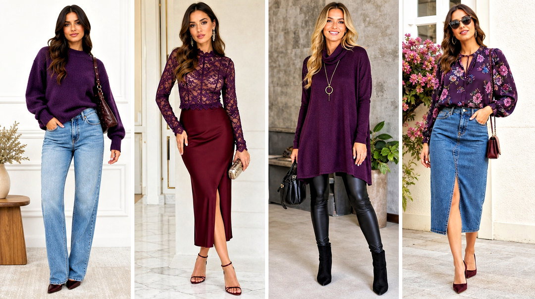 25 Cute Dark Purple Tops Outfit Ideas for Chic Nights Out