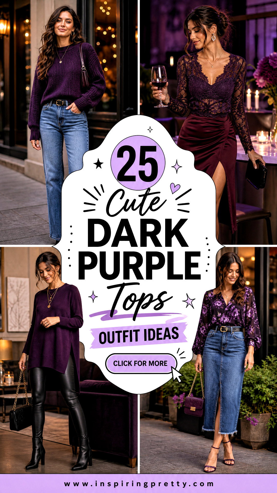 25 Cute Dark Purple Tops Outfit Ideas for Chic Nights Out - 25 Cute Dark Purple Tops Outfit Ideas for Chic Nights Out