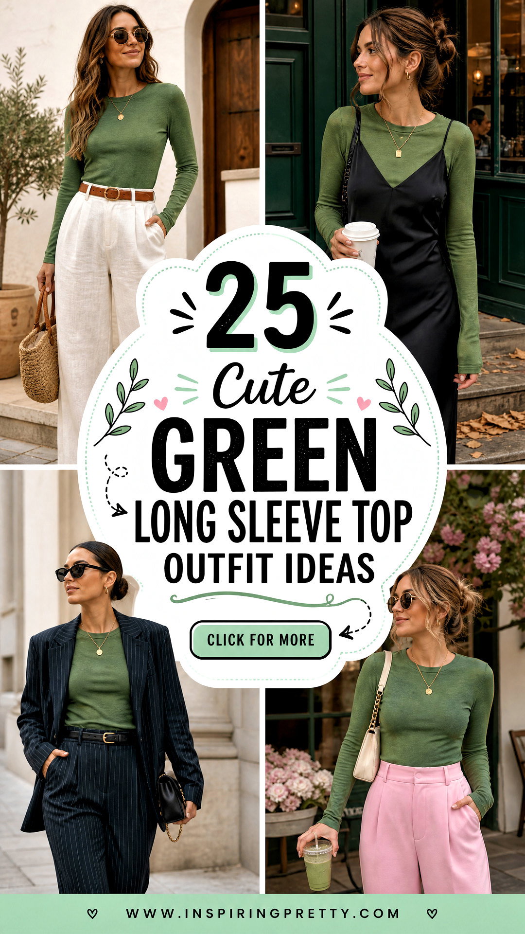 25 Cute Green Long Sleeve Top Outfit Ideas for Cozy Fall Style - 25 Cute Green Long Sleeve Top Outfit Ideas for Cozy Fall Style