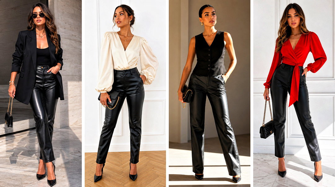 25 Cute Tops With Leather Pants for Edgy Date-Night Style
