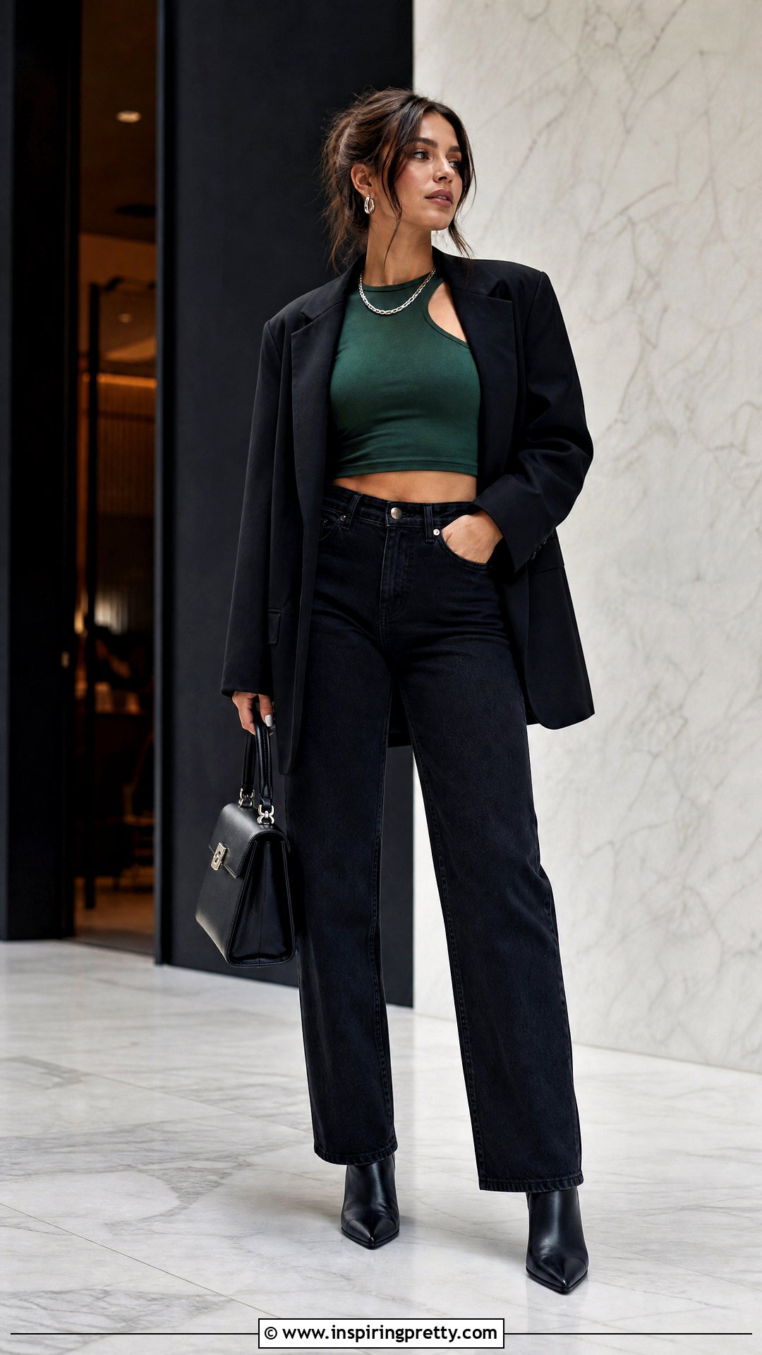Cutout Crop Top With Black Jeans - 50 crop top outfits with jeans