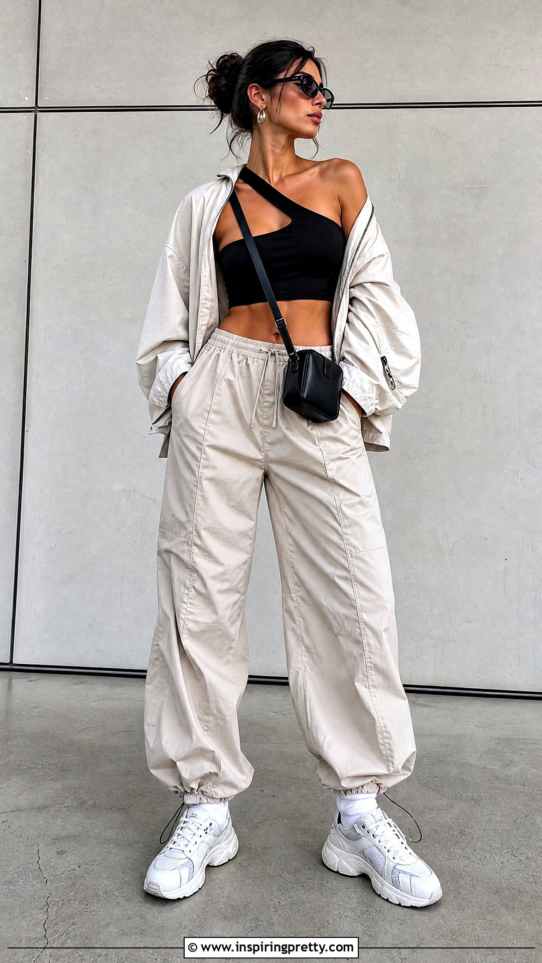 Cutout Crop Top With Parachute Pants - 25 Crop Tops With Designs