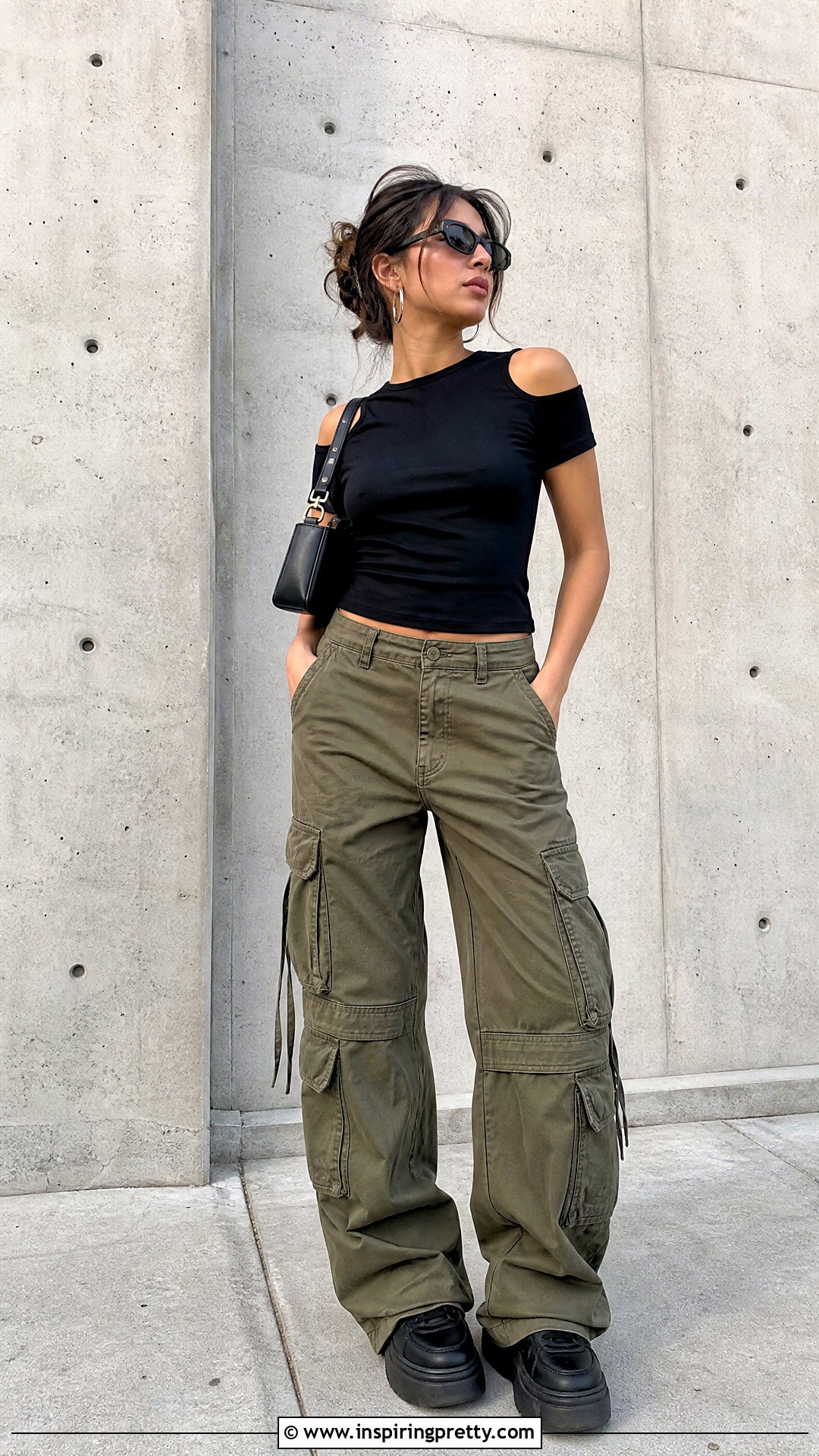 Cutout T Shirt And Cargo Pants Outfit - 20 subversive diy top outfit ideas