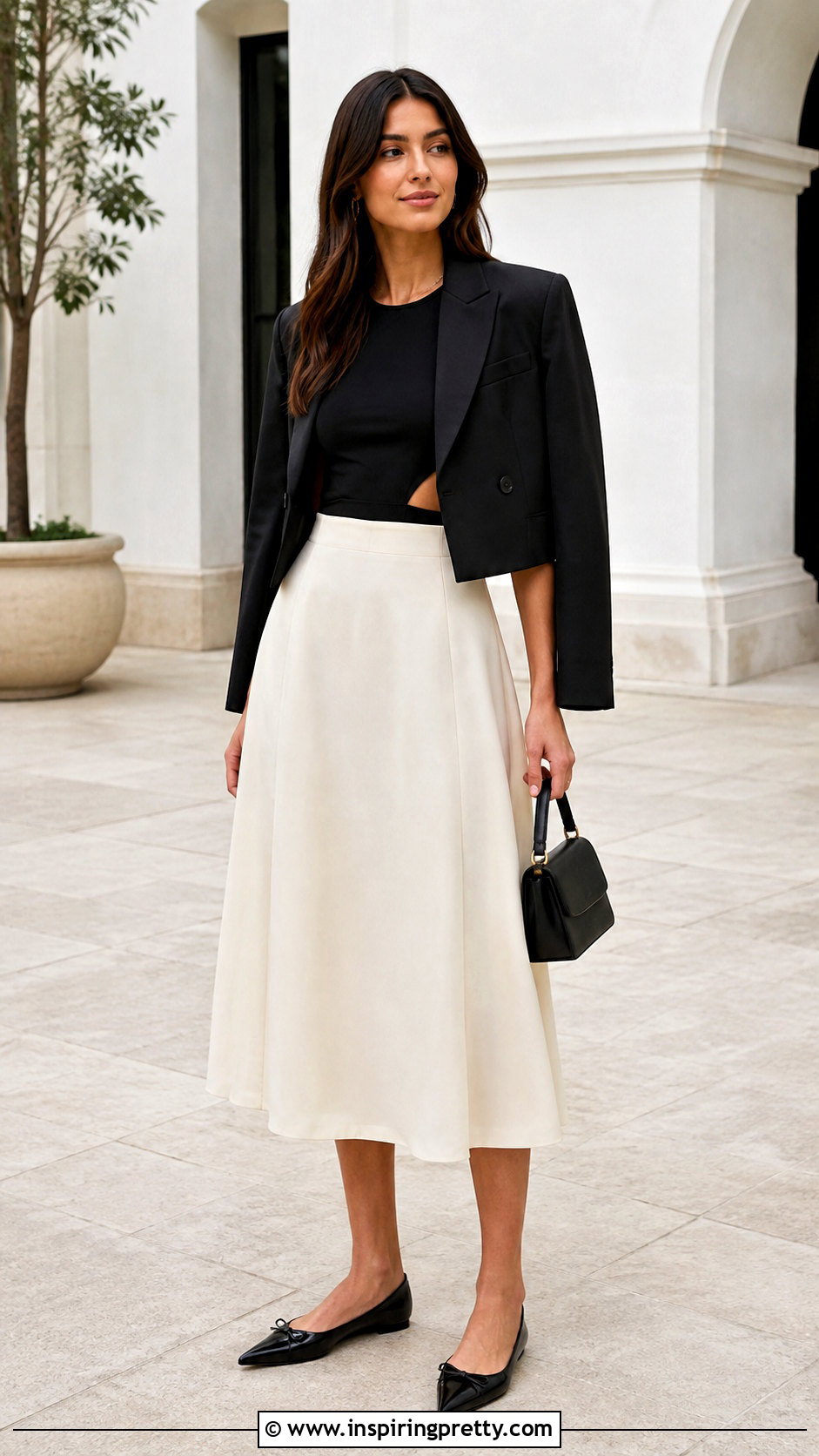Cutout Top With Midi Skirt - 50 fun tops outfit ideas