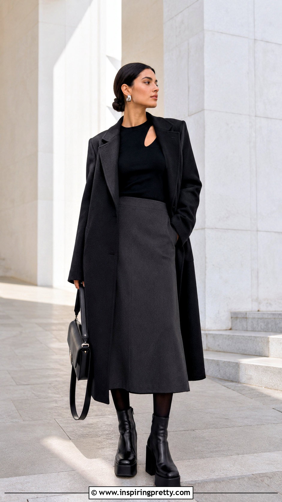 Cutout Top With Midi Skirt - 50 alt tops outfit ideas