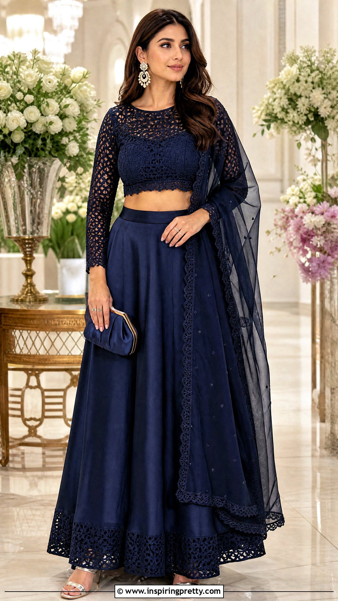 Cutwork Crop Top Lehenga - 50 lehenga blouse designs crop tops outfit ideas