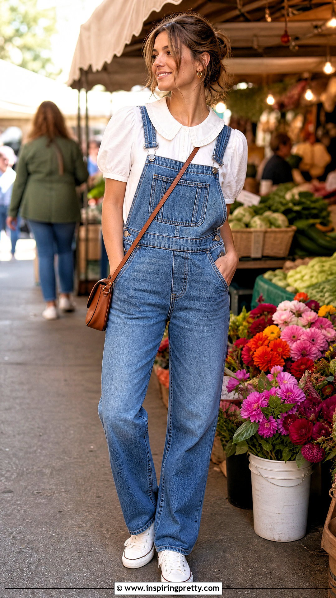 DEN Bernadine Top With Denim Overalls - 20 doen bernadine top outfit ideas