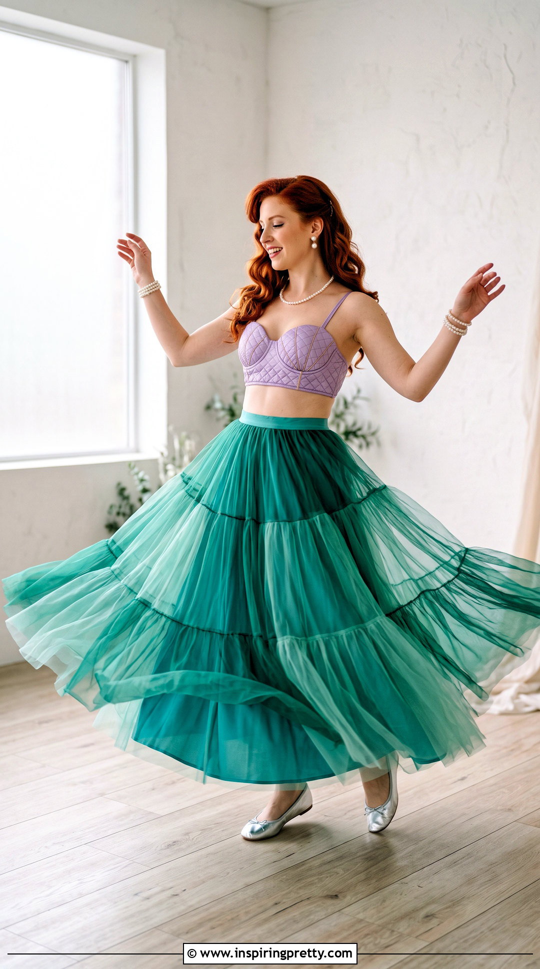 DIY Ariel Bra Top And Green Tulle Maxi Skirt Outfit - 20 diy ariel bra top outfit ideas