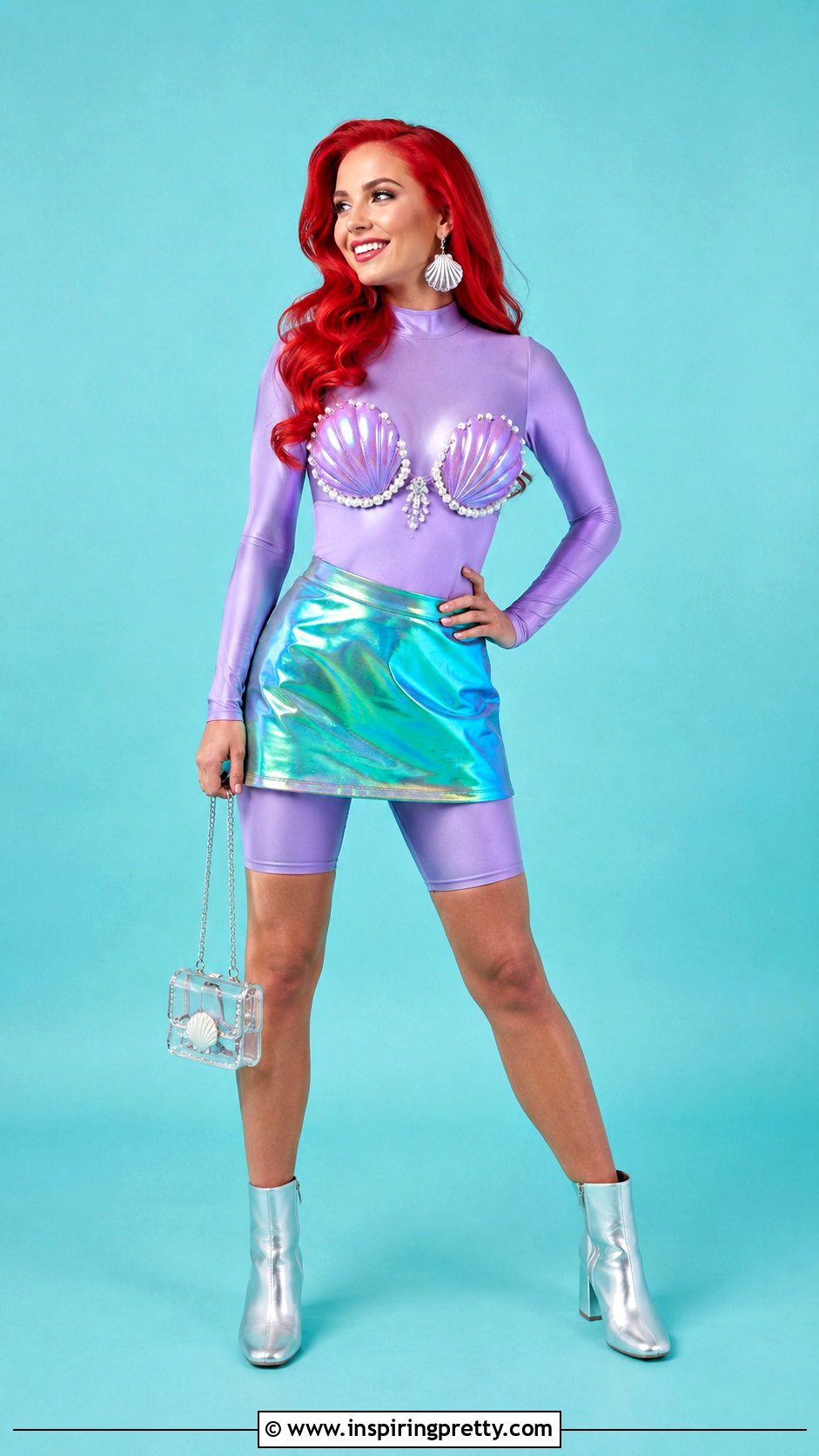 DIY Ariel Shell Top With Holographic Mini Skirt - 20 diy ariel shell top outfit ideas