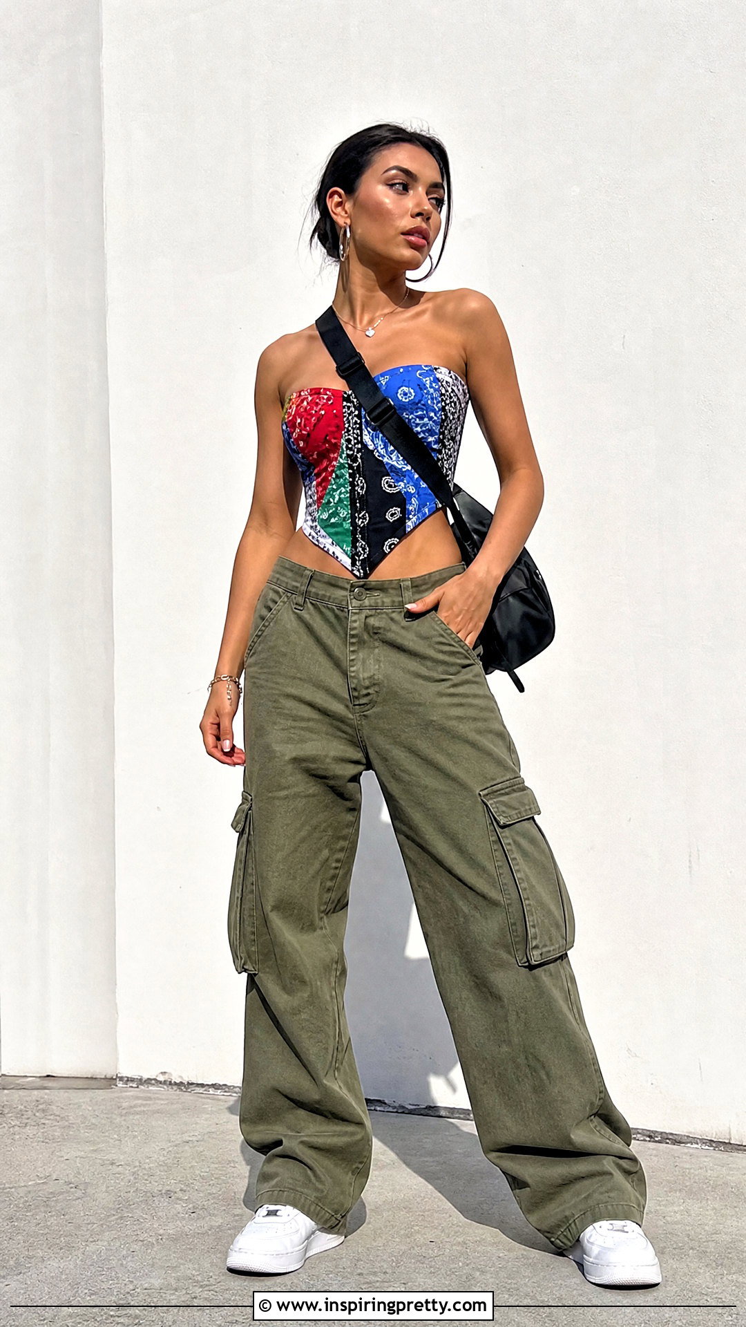 DIY Bandana Corset Top With Cargo Pants - 50 diy corset top outfit ideas